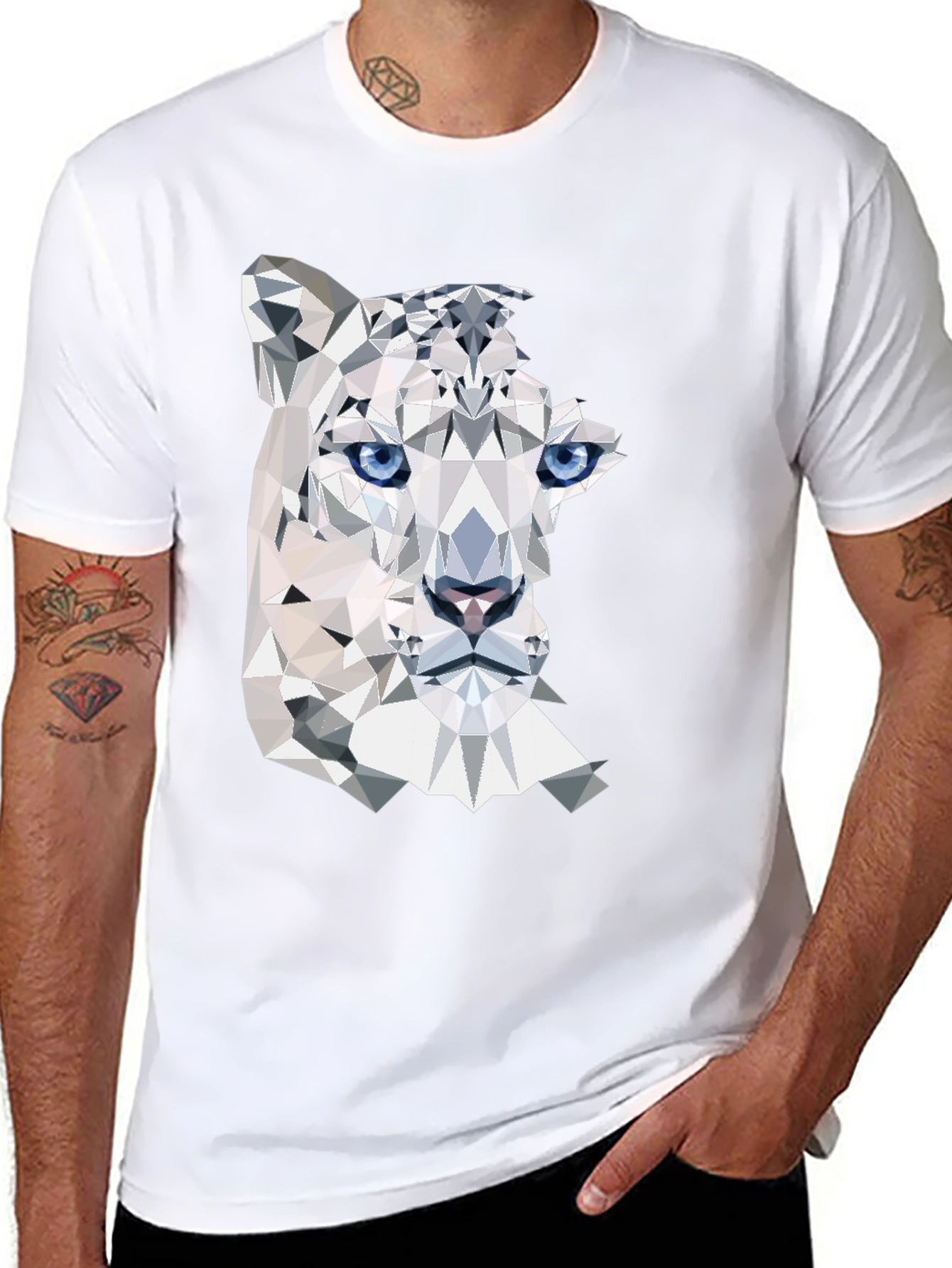 Geometric Snow Leopard Graphic Tee