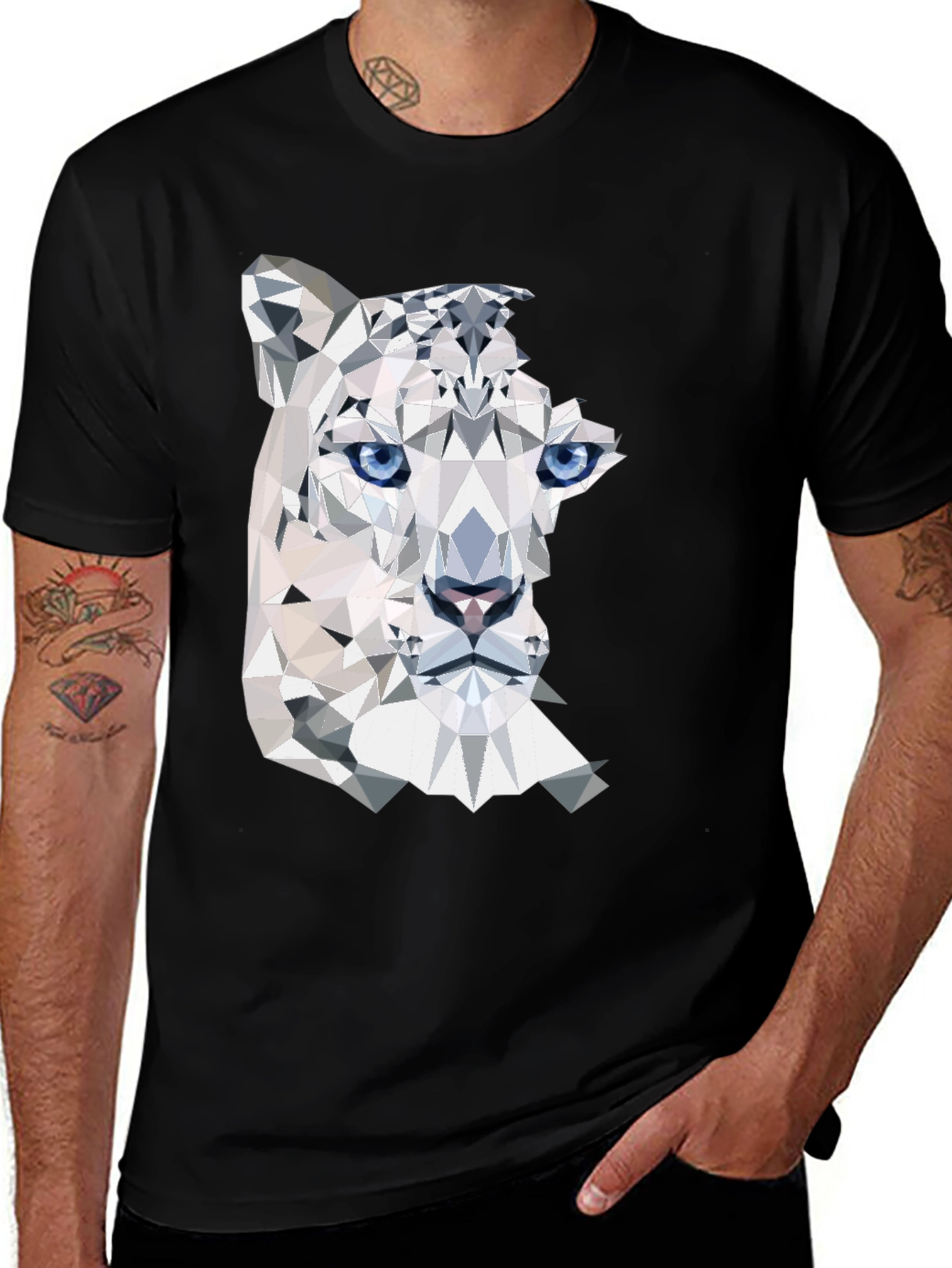 Geometric Snow Leopard Graphic Tee