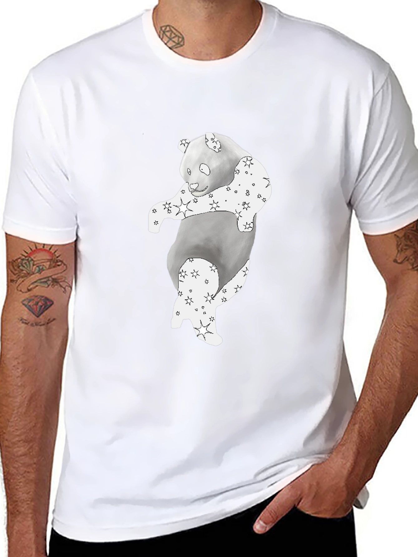 Panda Star Print T-Shirt