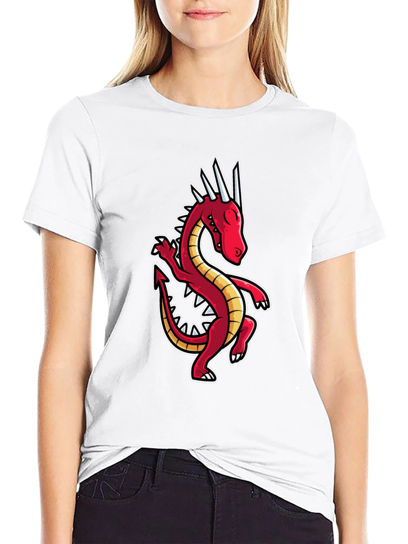 Dancing Dragon Graphic Tee - Black Cotton Shirt