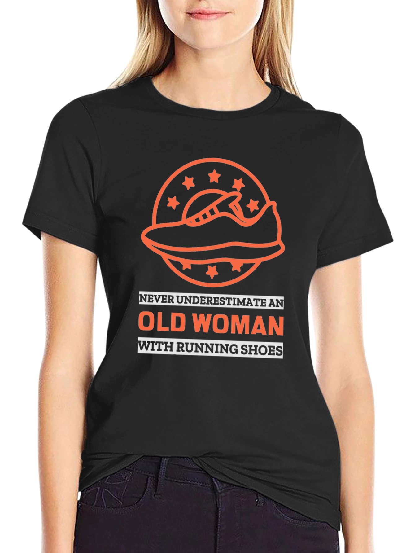 Funny Old Woman Running Shoes T-Shirt