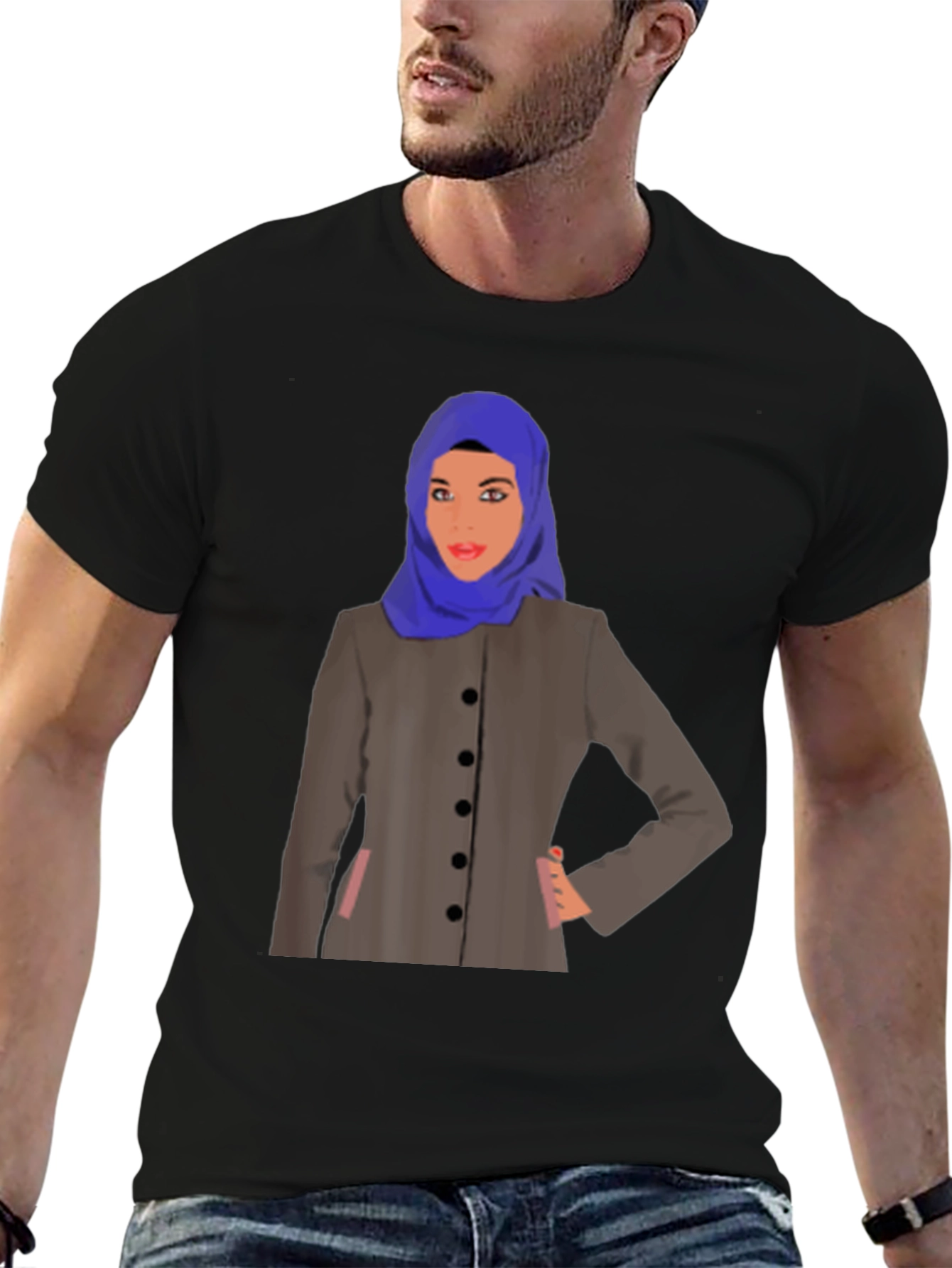 Stylish Woman in Hijab Graphic Tee
