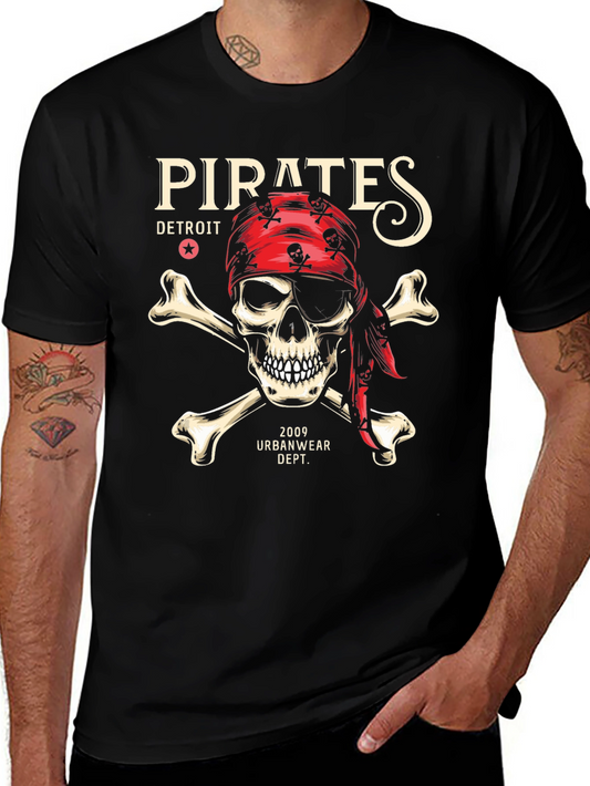 Pirates Detroit Skull & Crossbones Graphic T-Shirt