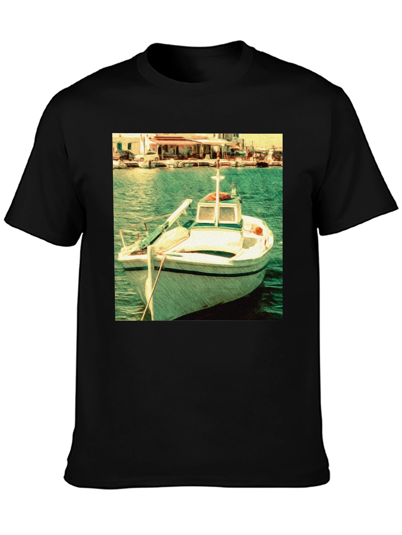 Boat Graphic Black T-Shirt
