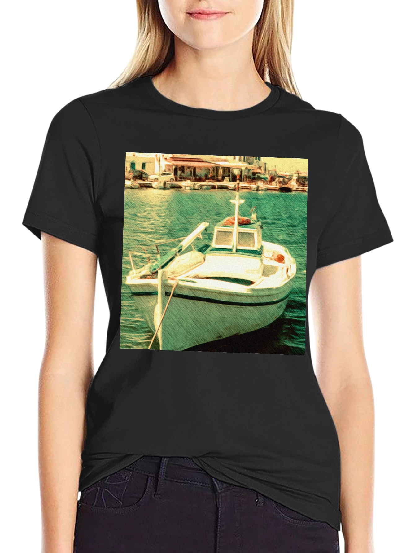 Boat Graphic Black T-Shirt