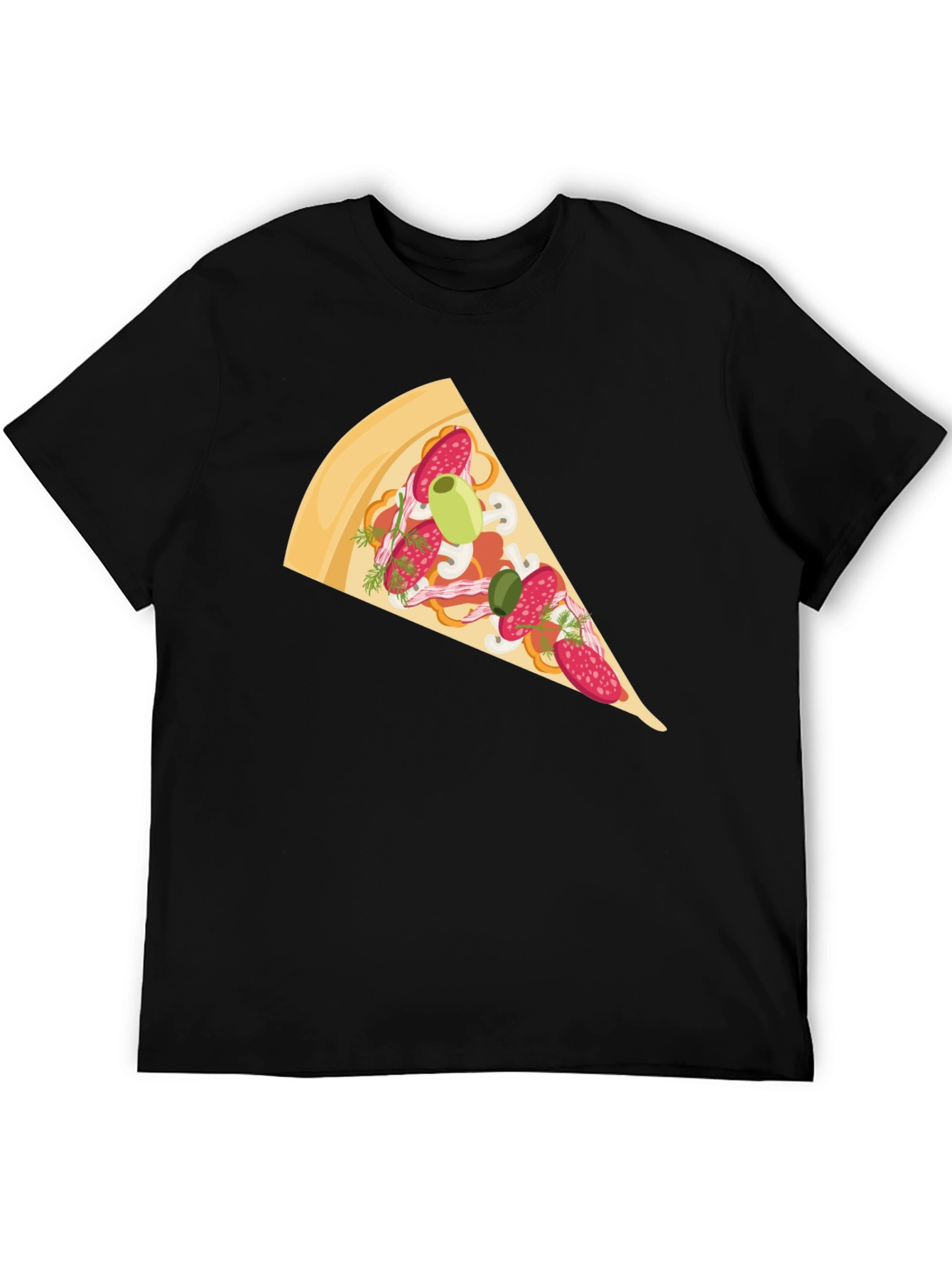 Pizza Slice Graphic Tee - Casual Black T-Shirt