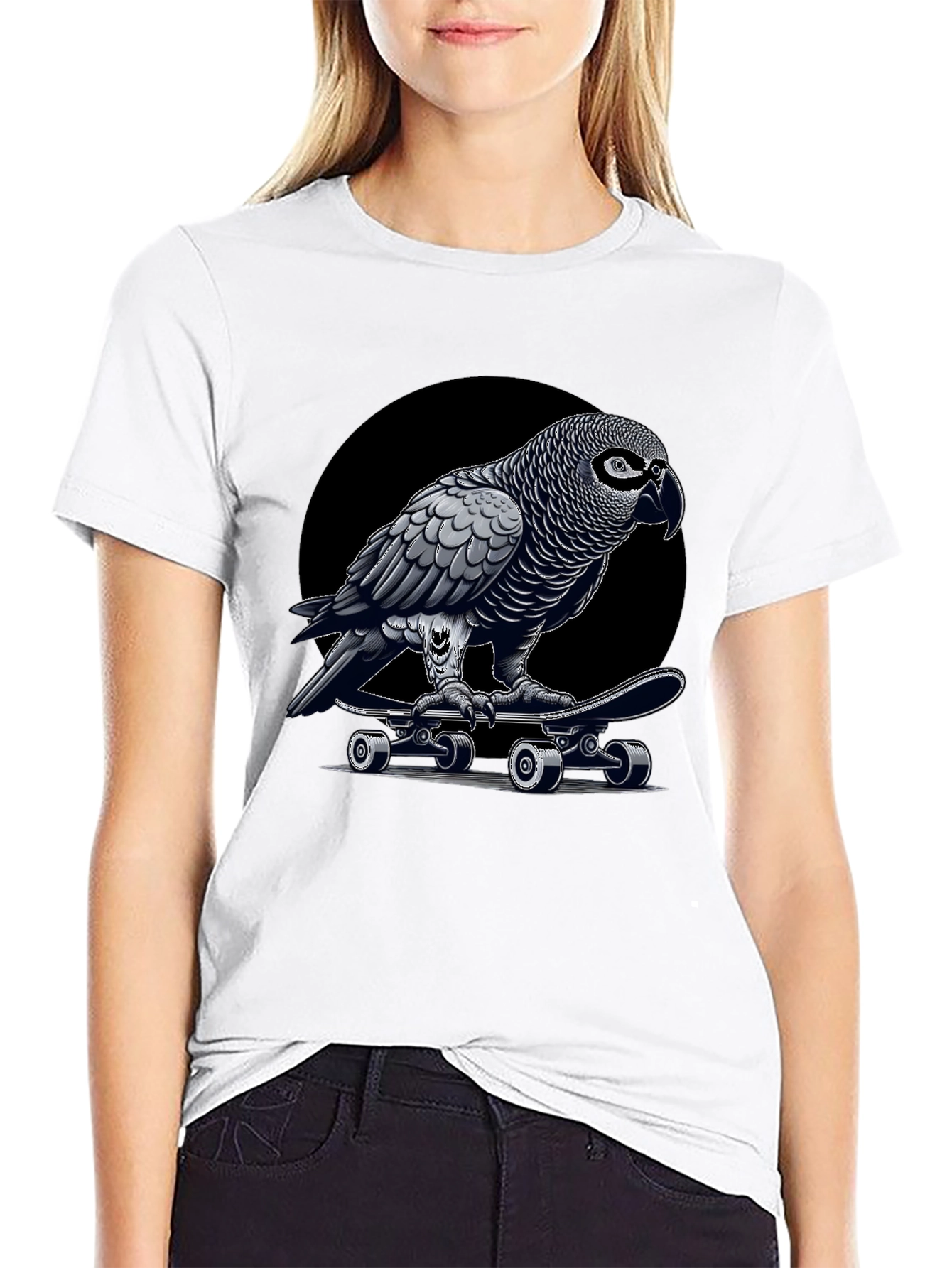 Skateboarding Parrot Graphic Tee