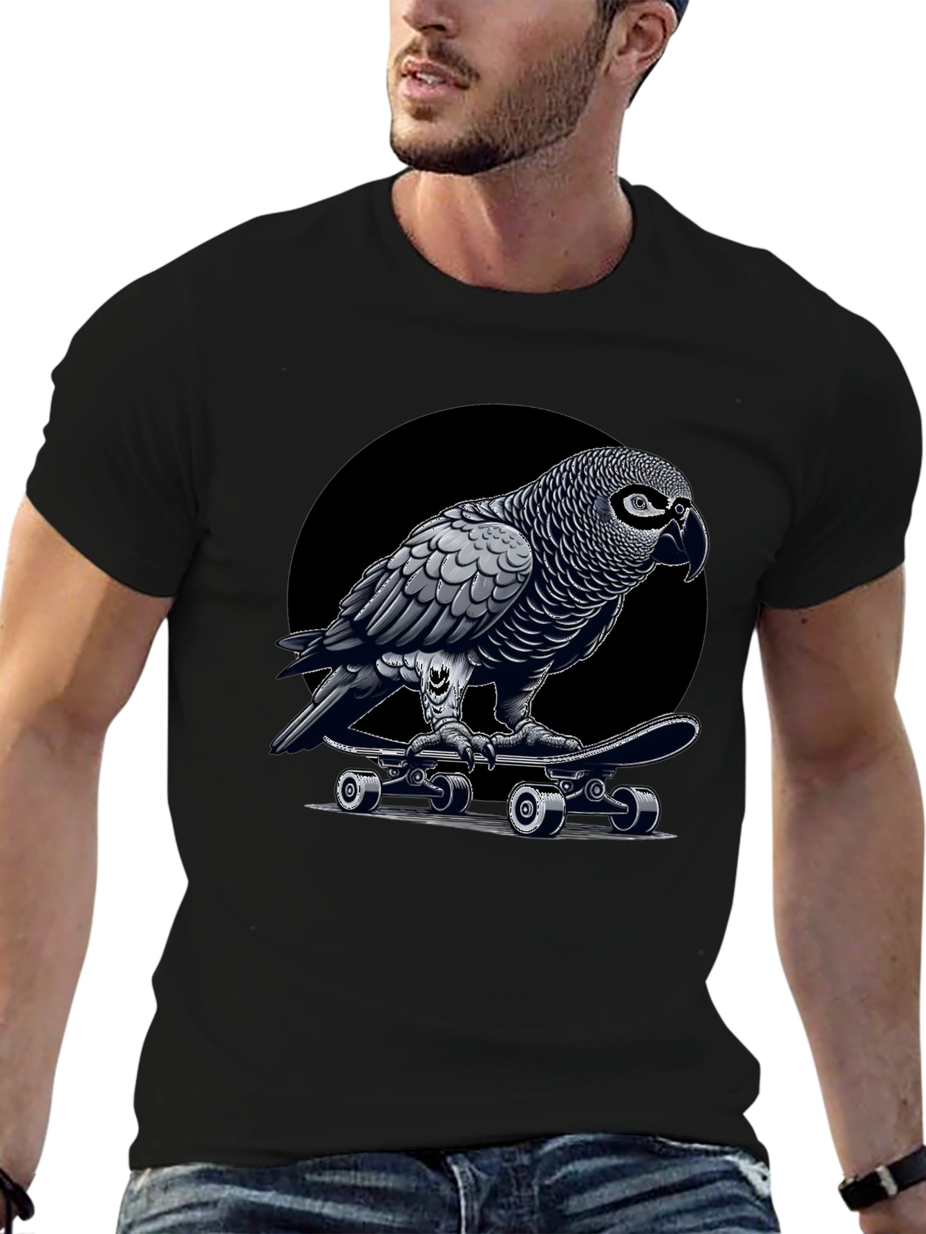 Skateboarding Parrot Graphic Tee