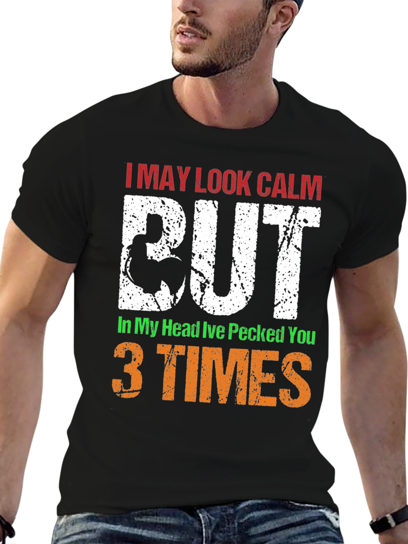 Calm Rooster Graphic Tee - Funny Novelty T-Shirt