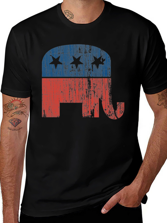 Republican Elephant Distressed Graphic T-Shirt