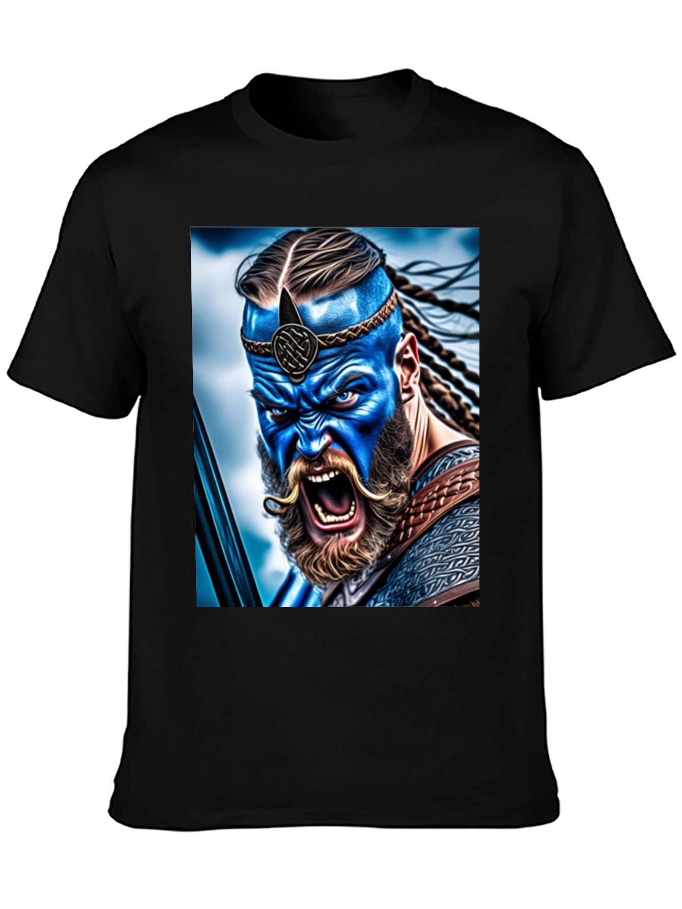 Warrior Viking Graphic Tee - Black Cotton T-Shirt