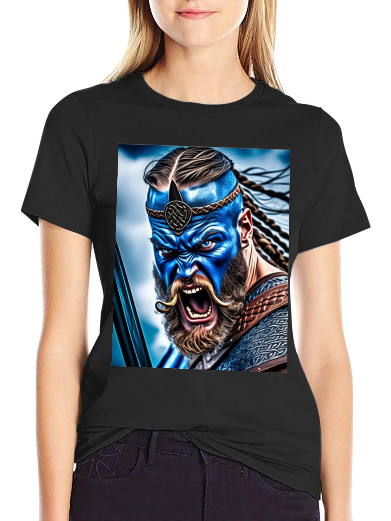 Warrior Viking Graphic Tee - Black Cotton T-Shirt