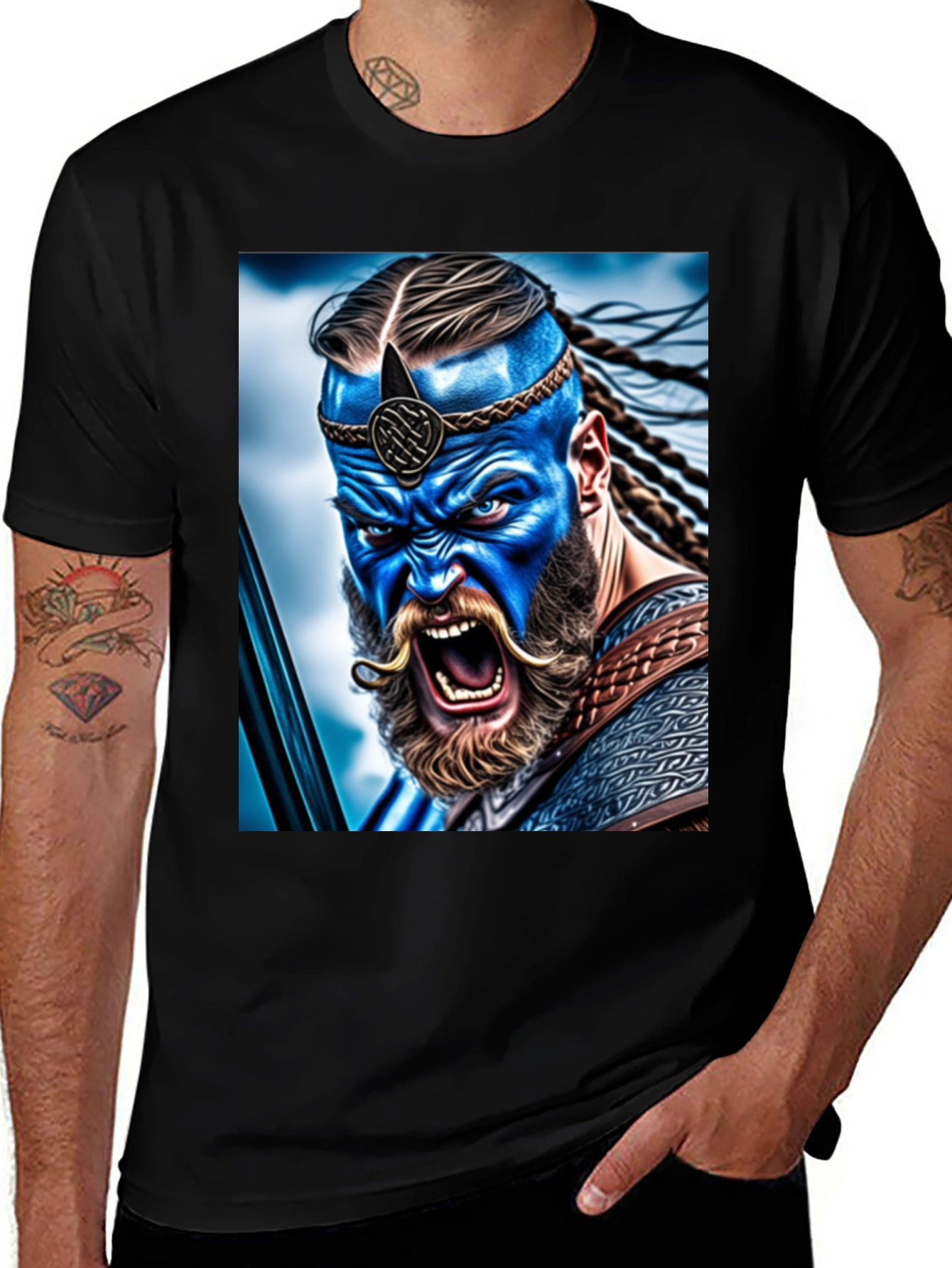 Warrior Viking Graphic Tee - Black Cotton T-Shirt
