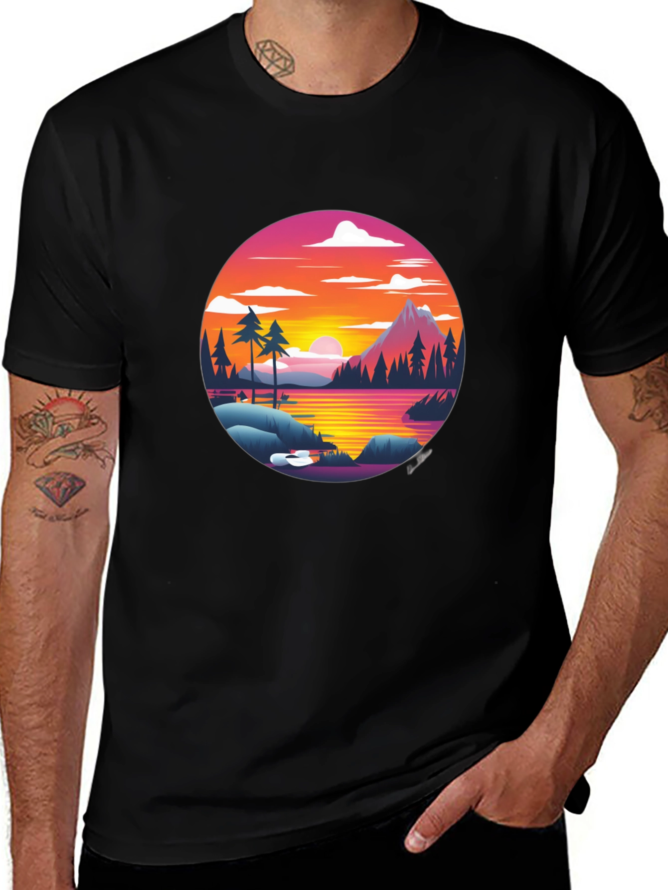Retro Sunset Lake T-Shirt