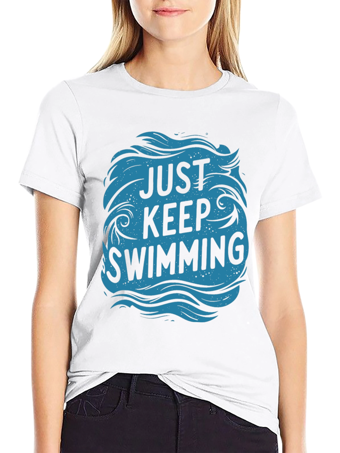 Just Keep Swimming Graphic Tee - Black