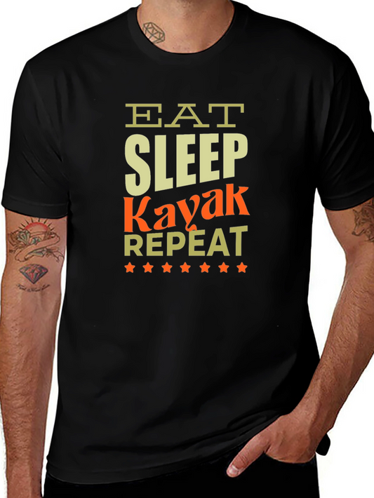 Eat Sleep Kayak Repeat Black T-Shirt