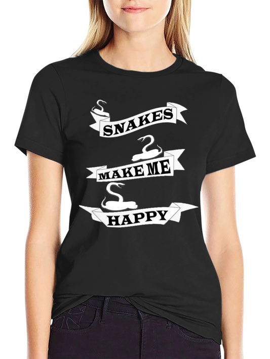 Snakes Make Me Happy T-Shirt - Novelty Snake Lover Tee