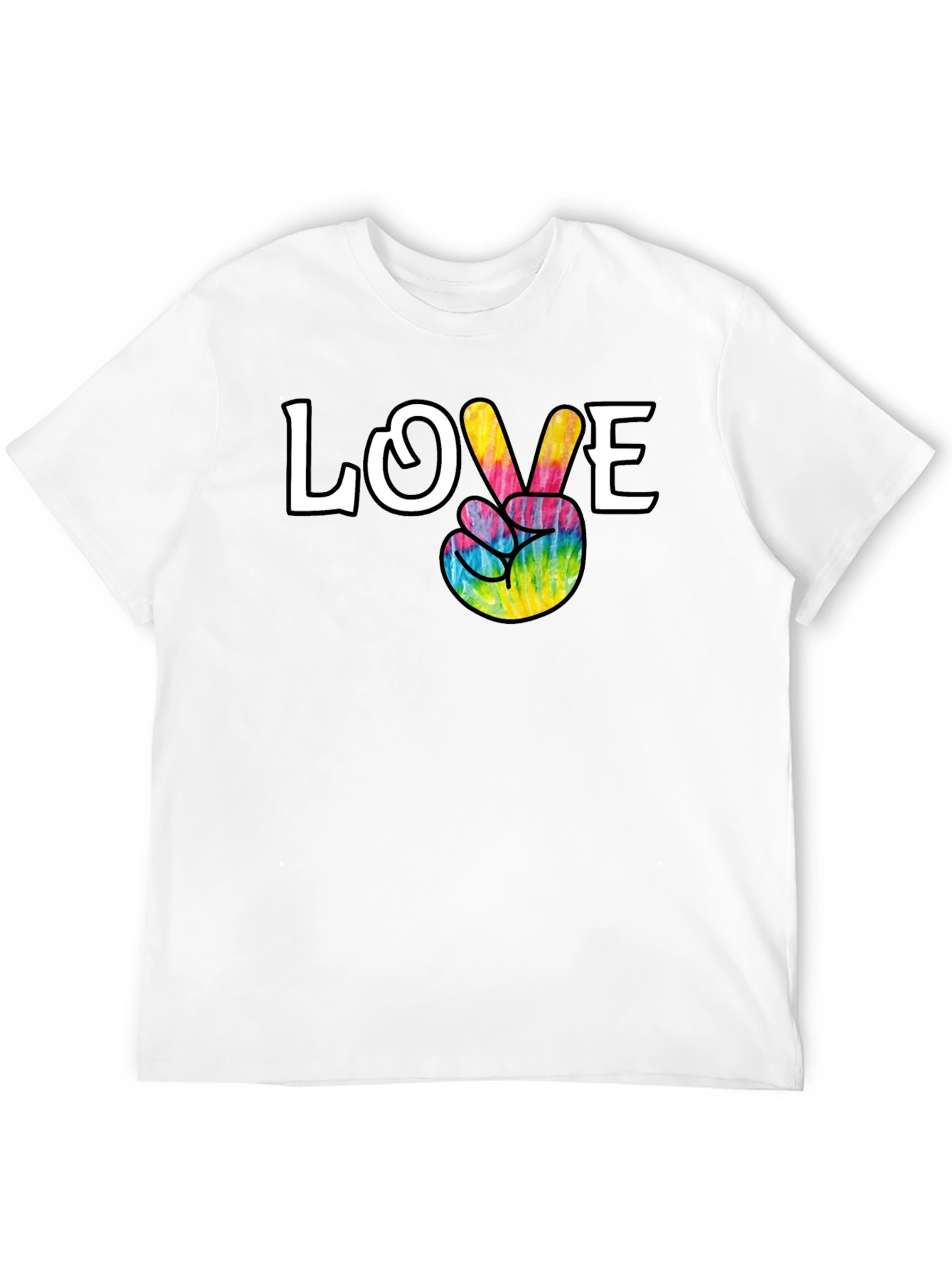 Love Peace Sign Tie Dye Graphic Tee - Black
