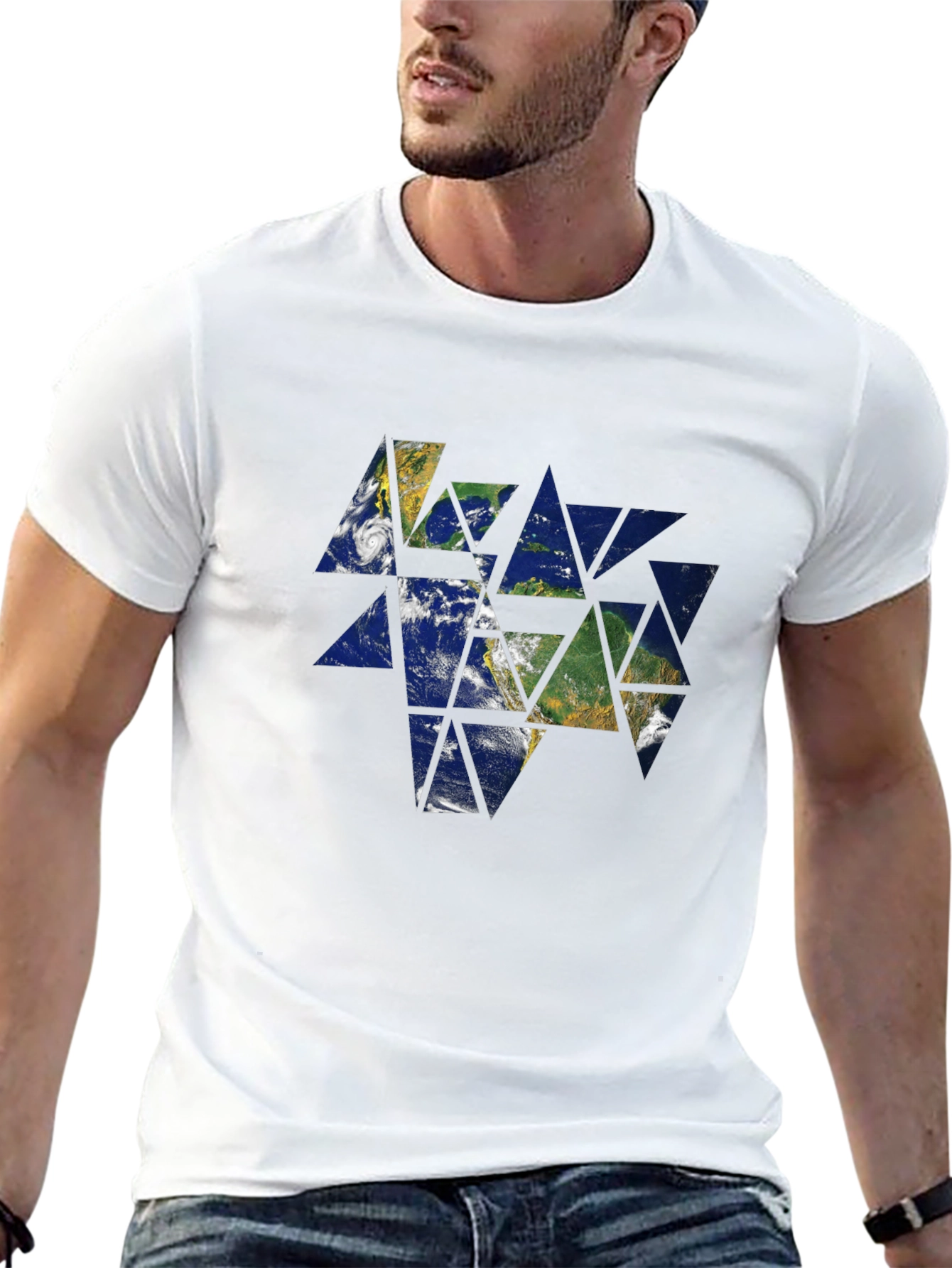 Geometric Earth Graphic Tee - Modern Style