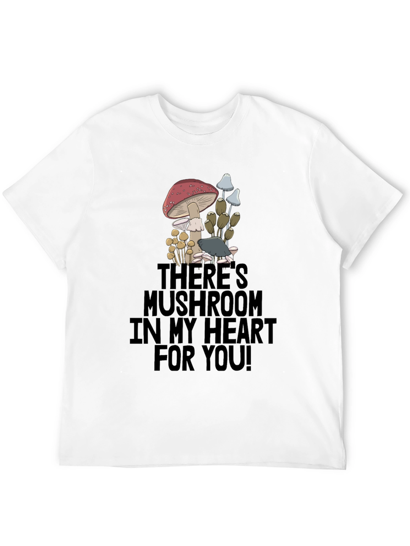 Mushroom Heart Graphic T-Shirt - Funny Novelty Tee