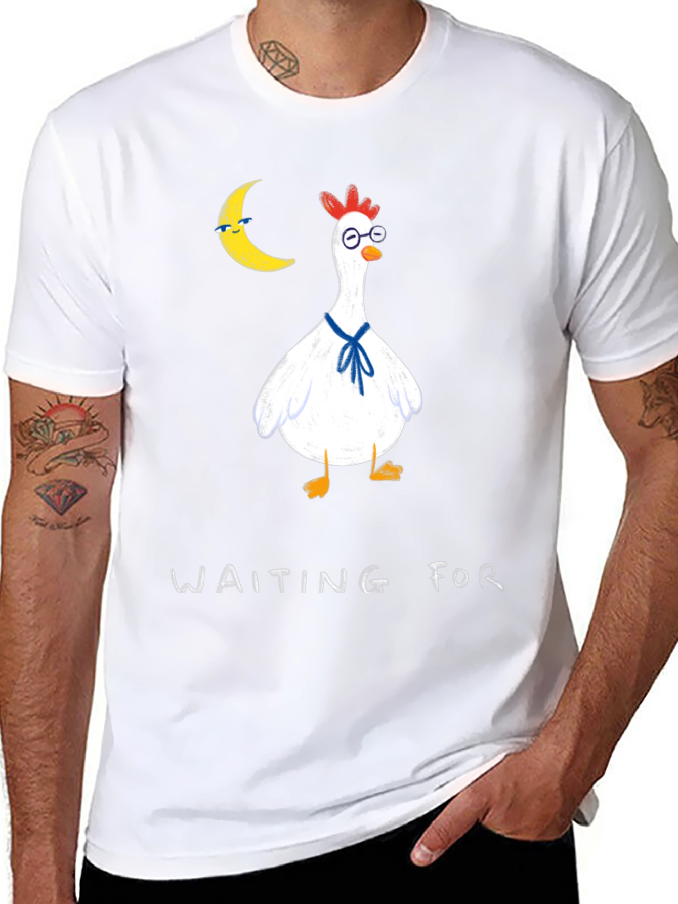 Waiting For T-Shirt: Funny Chicken Moon Tee