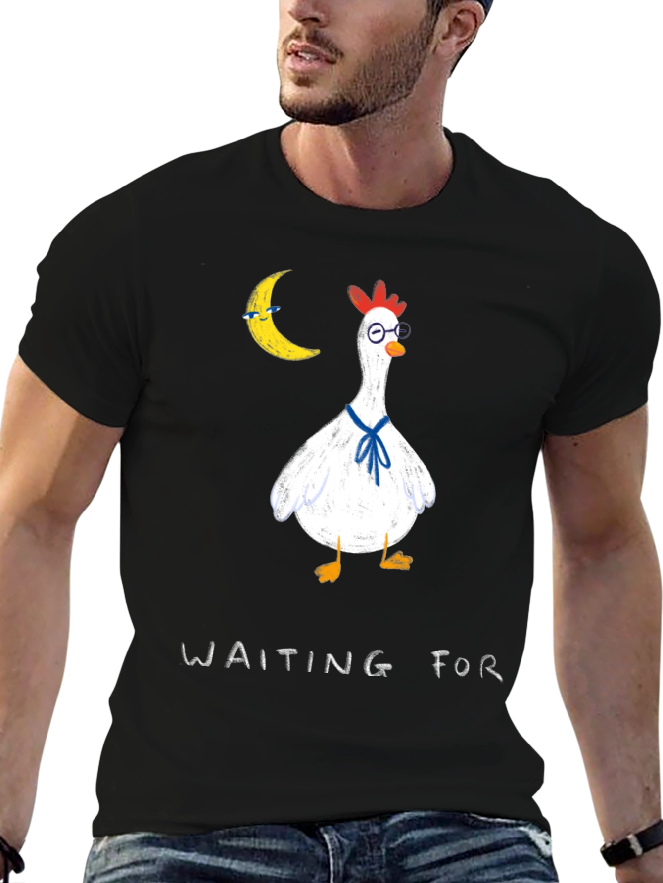 Waiting For T-Shirt: Funny Chicken Moon Tee