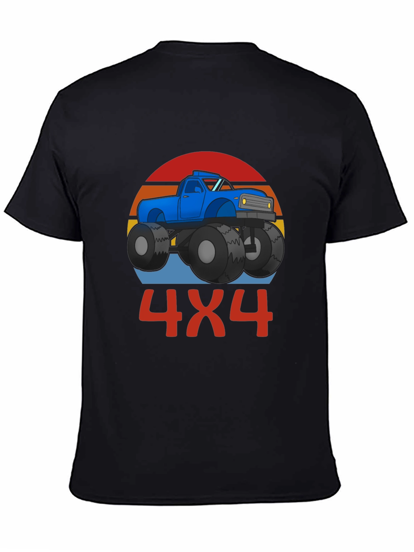 4x4 Monster Truck Graphic Tee - Black Cotton Blend
