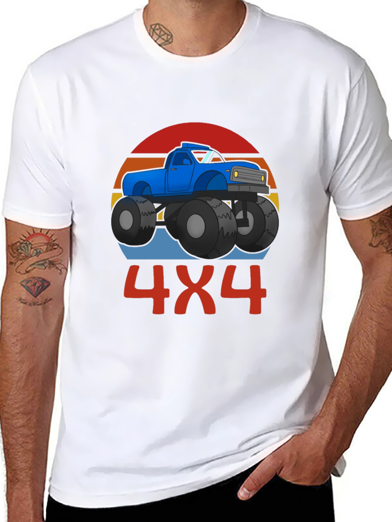 4x4 Monster Truck Graphic Tee - Black Cotton Blend
