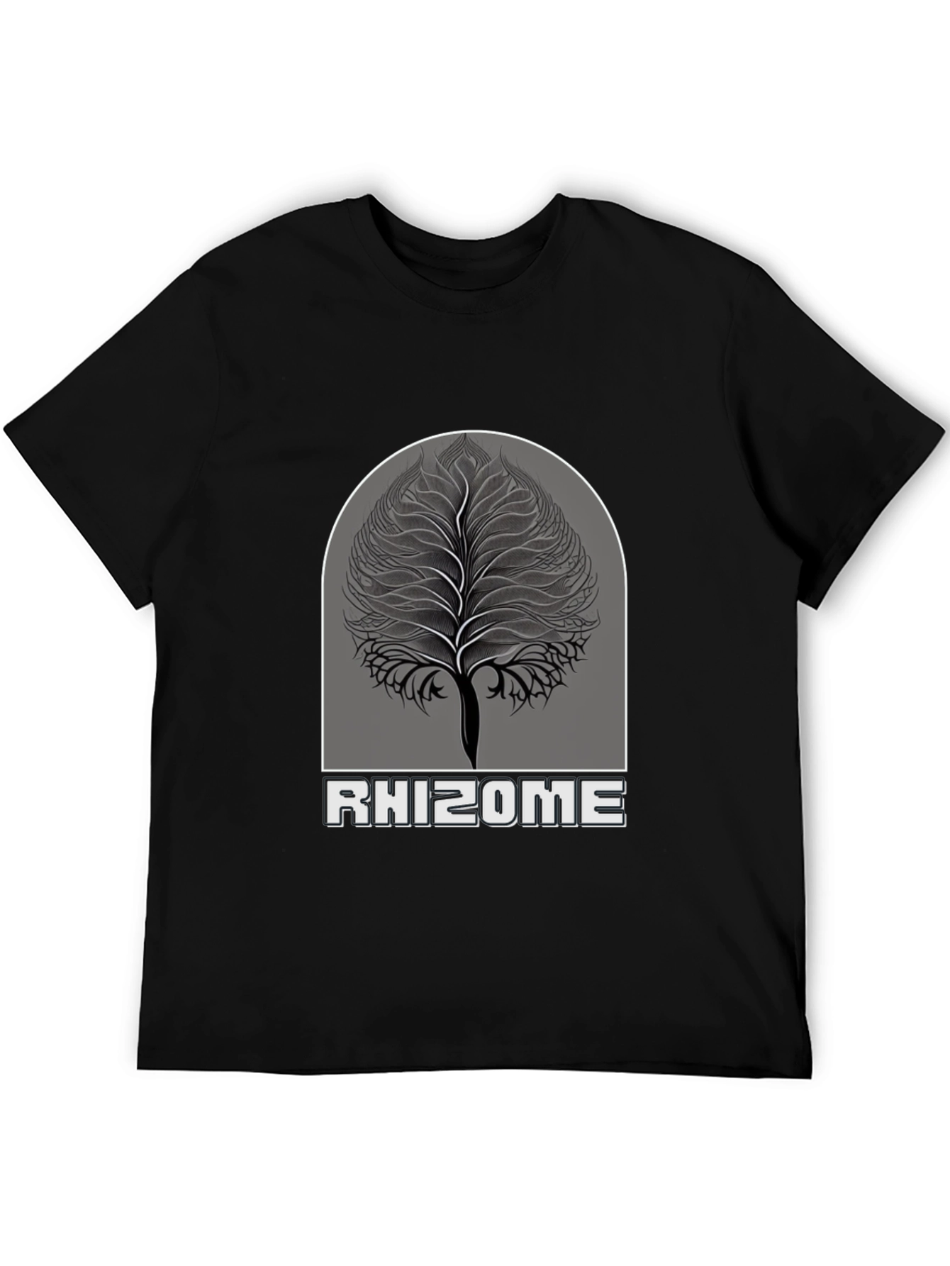 Rhizome Tree Graphic Tee - Stylish Black T-Shirt