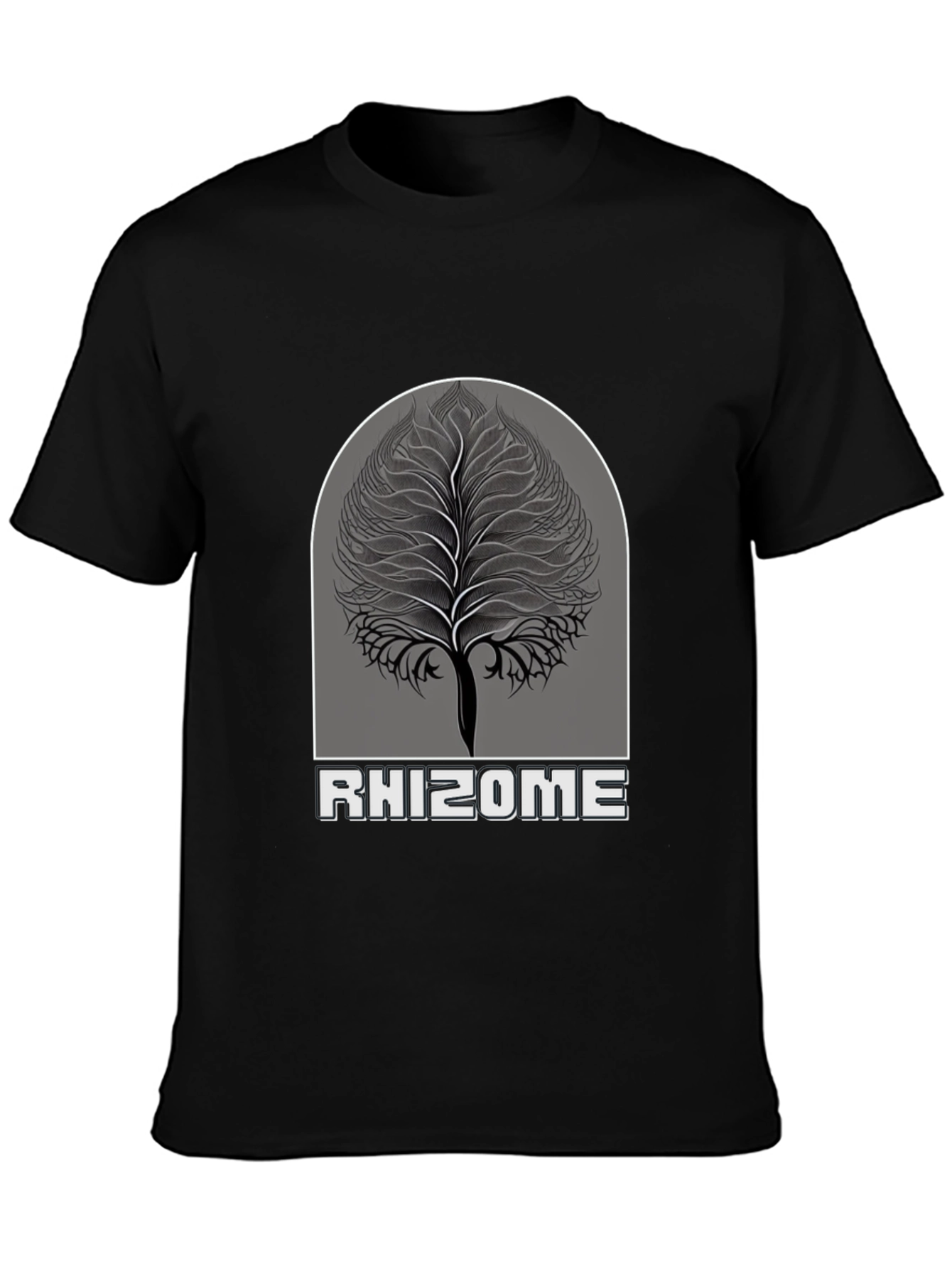 Rhizome Tree Graphic Tee - Stylish Black T-Shirt