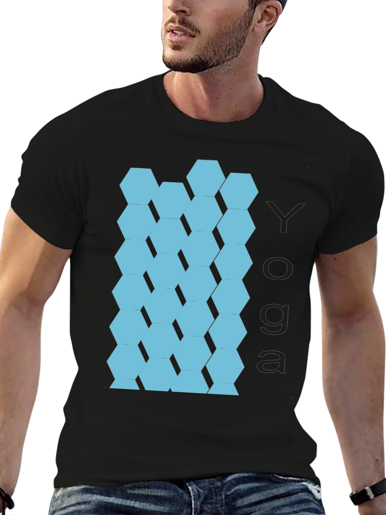 Yoga Hexagon Pattern T-Shirt - Stylish & Comfortable