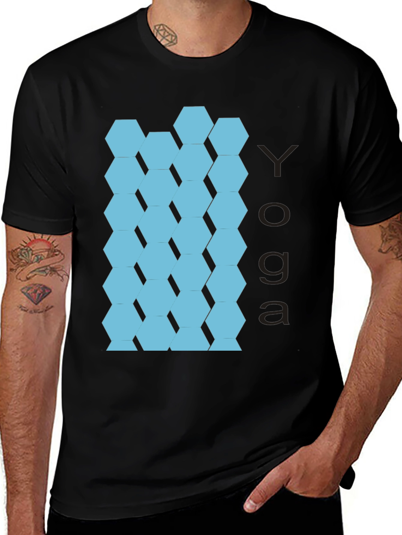 Yoga Hexagon Pattern T-Shirt - Stylish & Comfortable