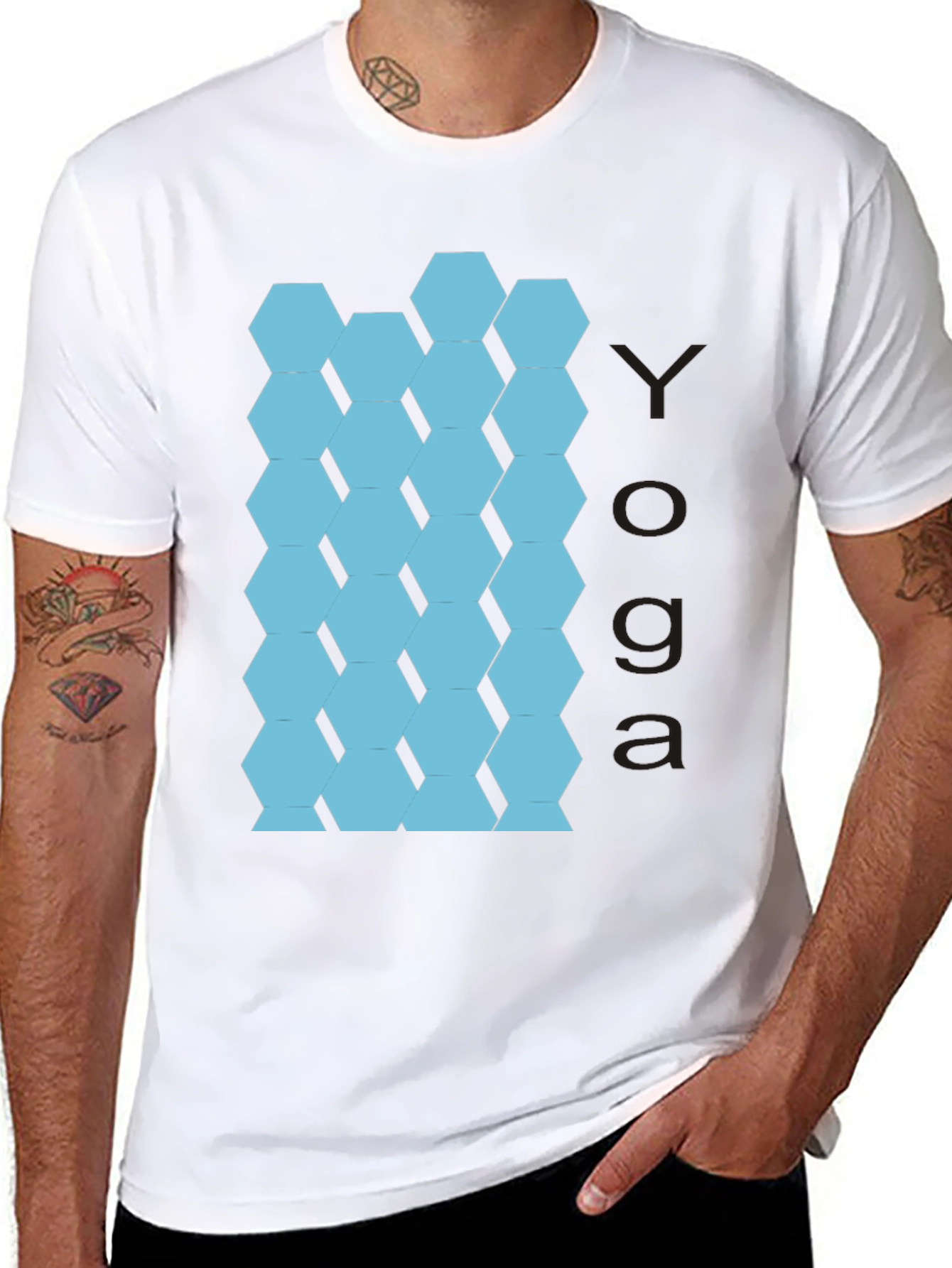 Yoga Hexagon Pattern T-Shirt - Stylish & Comfortable