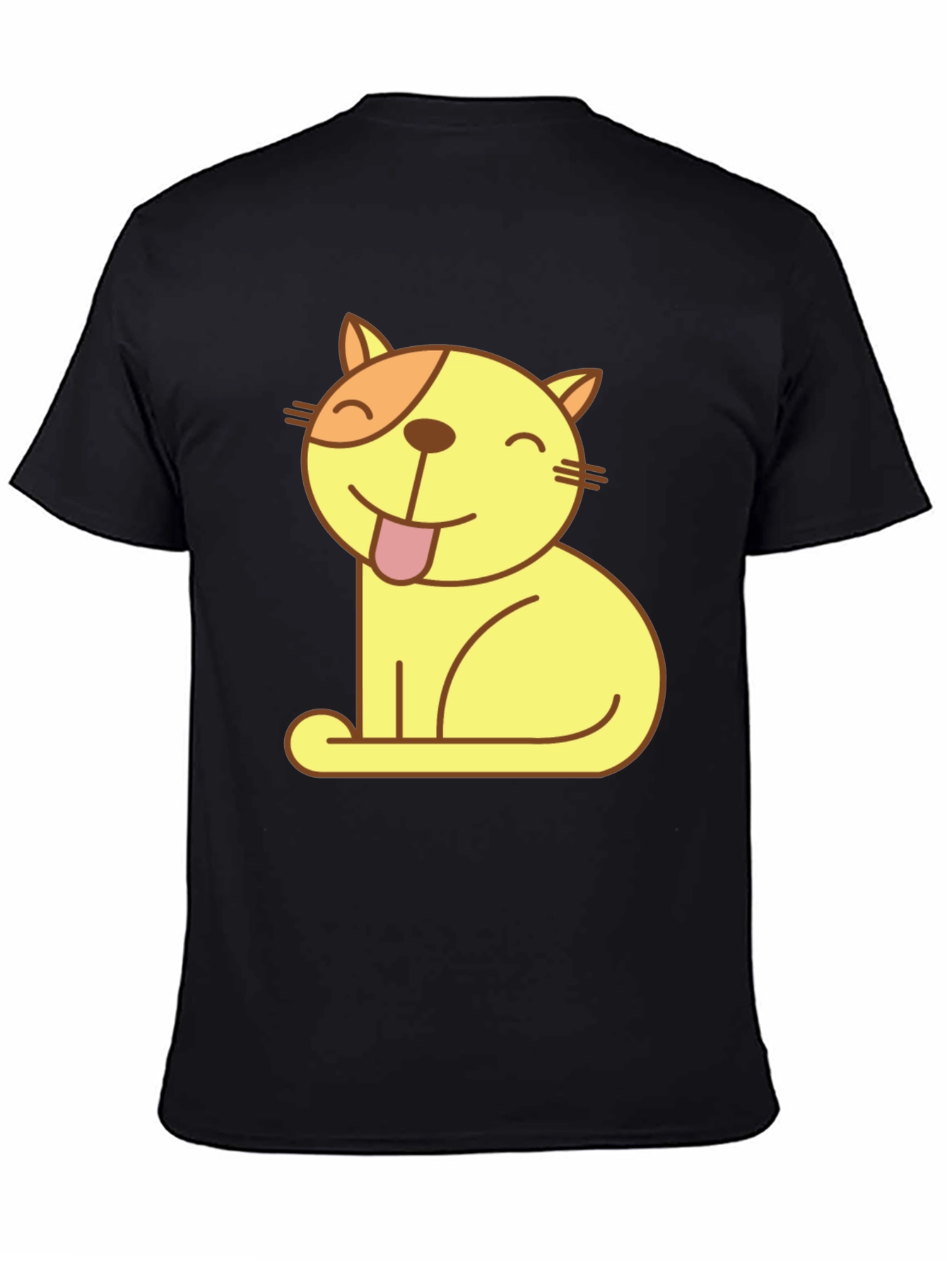 Cute Cartoon Cat Black T-Shirt