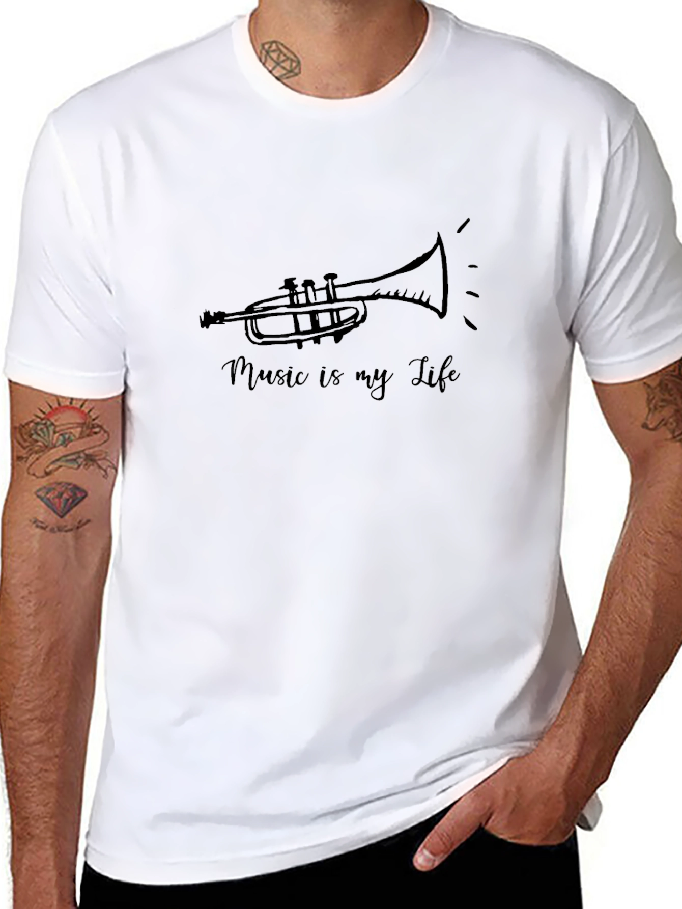 Music Is My Life Trumpet Graphic Tee