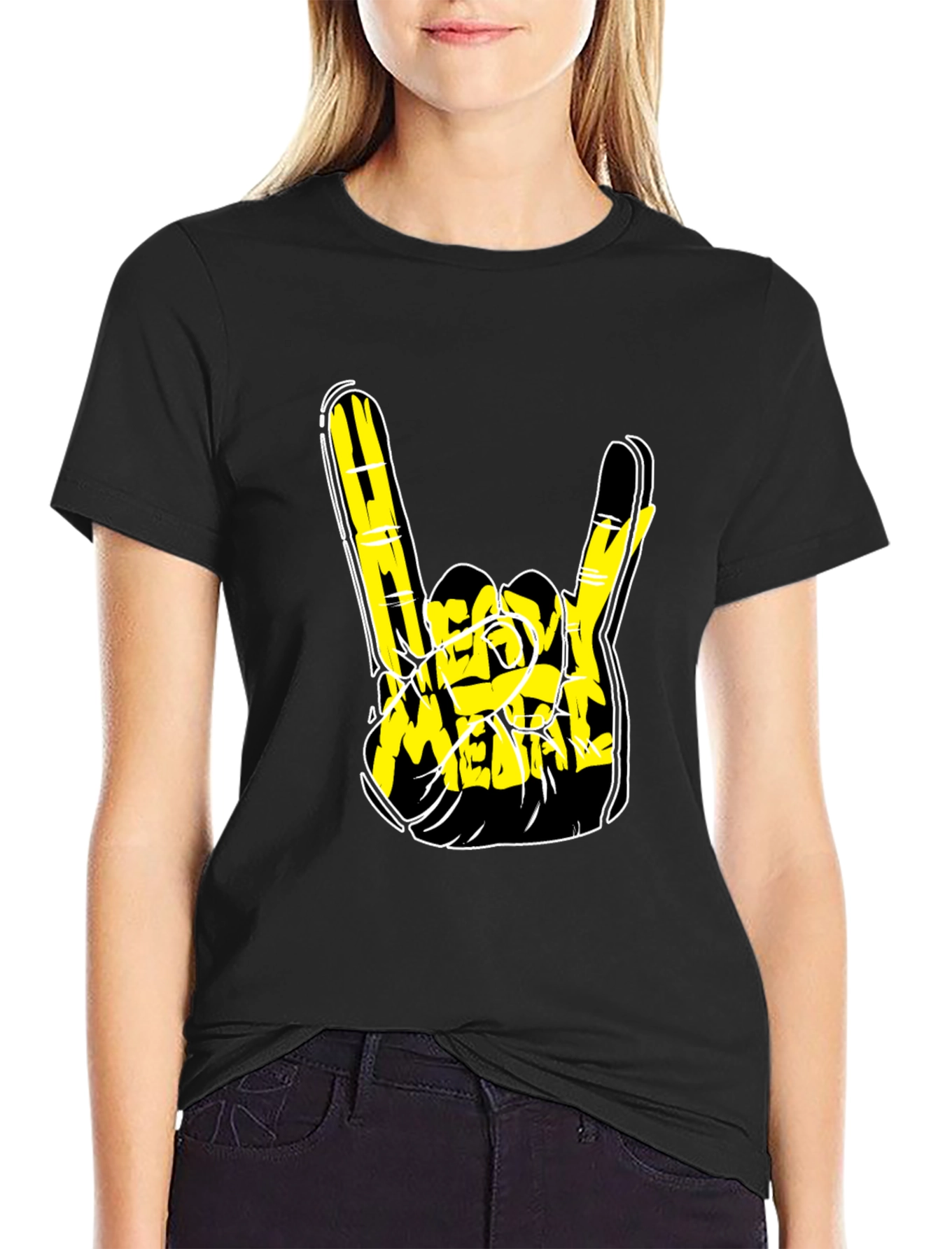 Heavy Metal Rock Hand Gesture Black T-Shirt