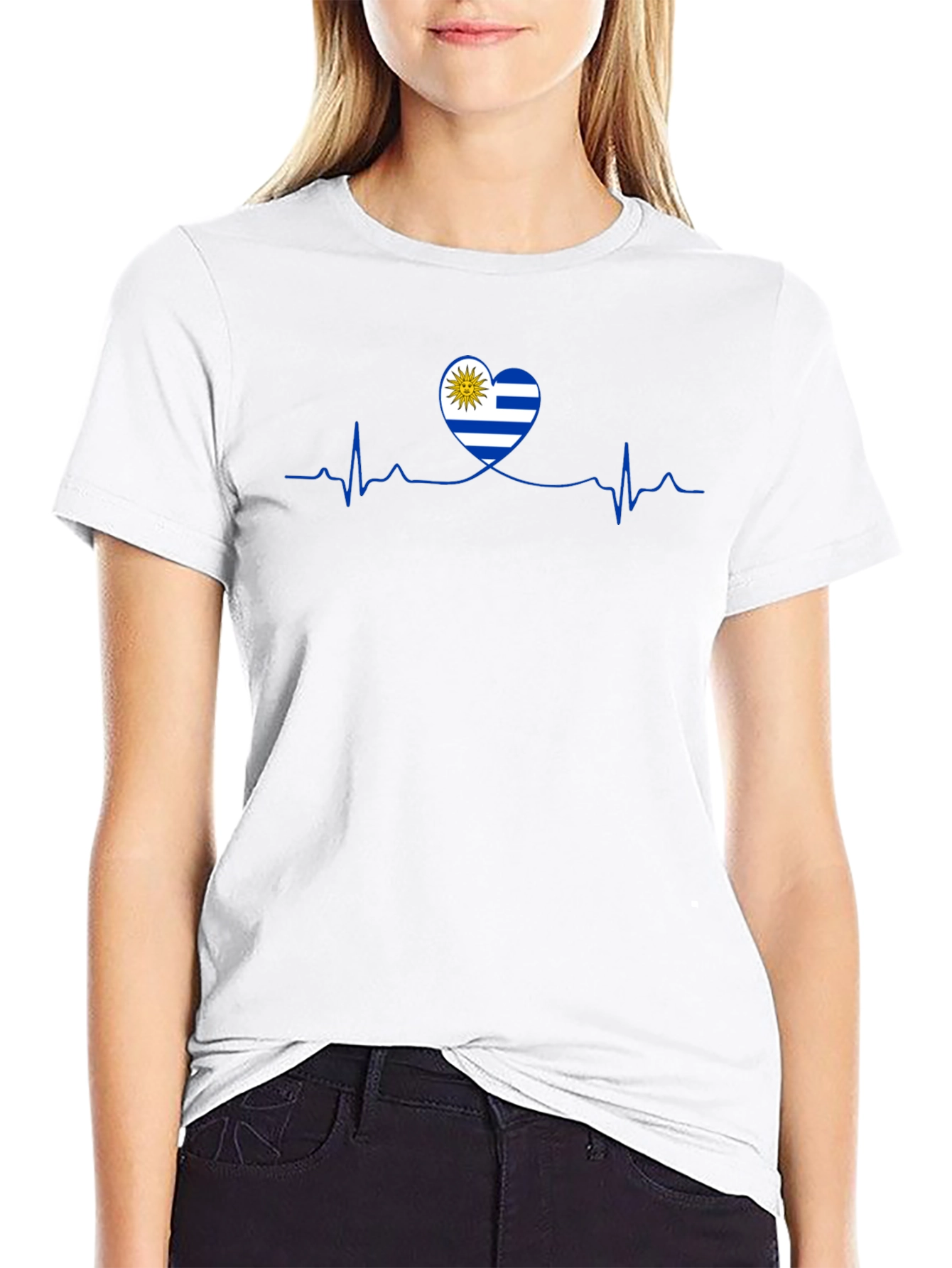 Uruguay Heartbeat Flag T-Shirt