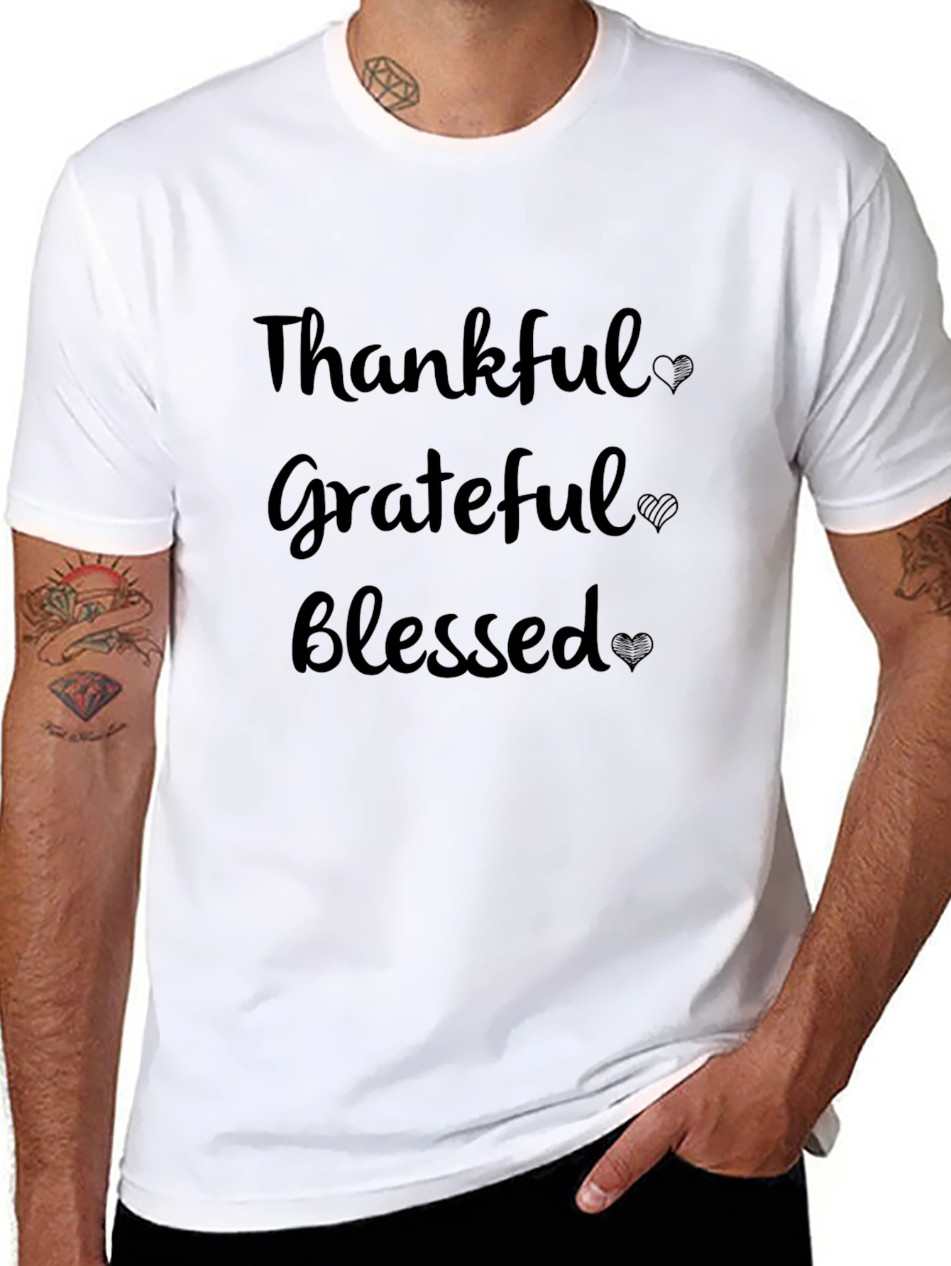 Thankful Grateful Blessed Black T-Shirt