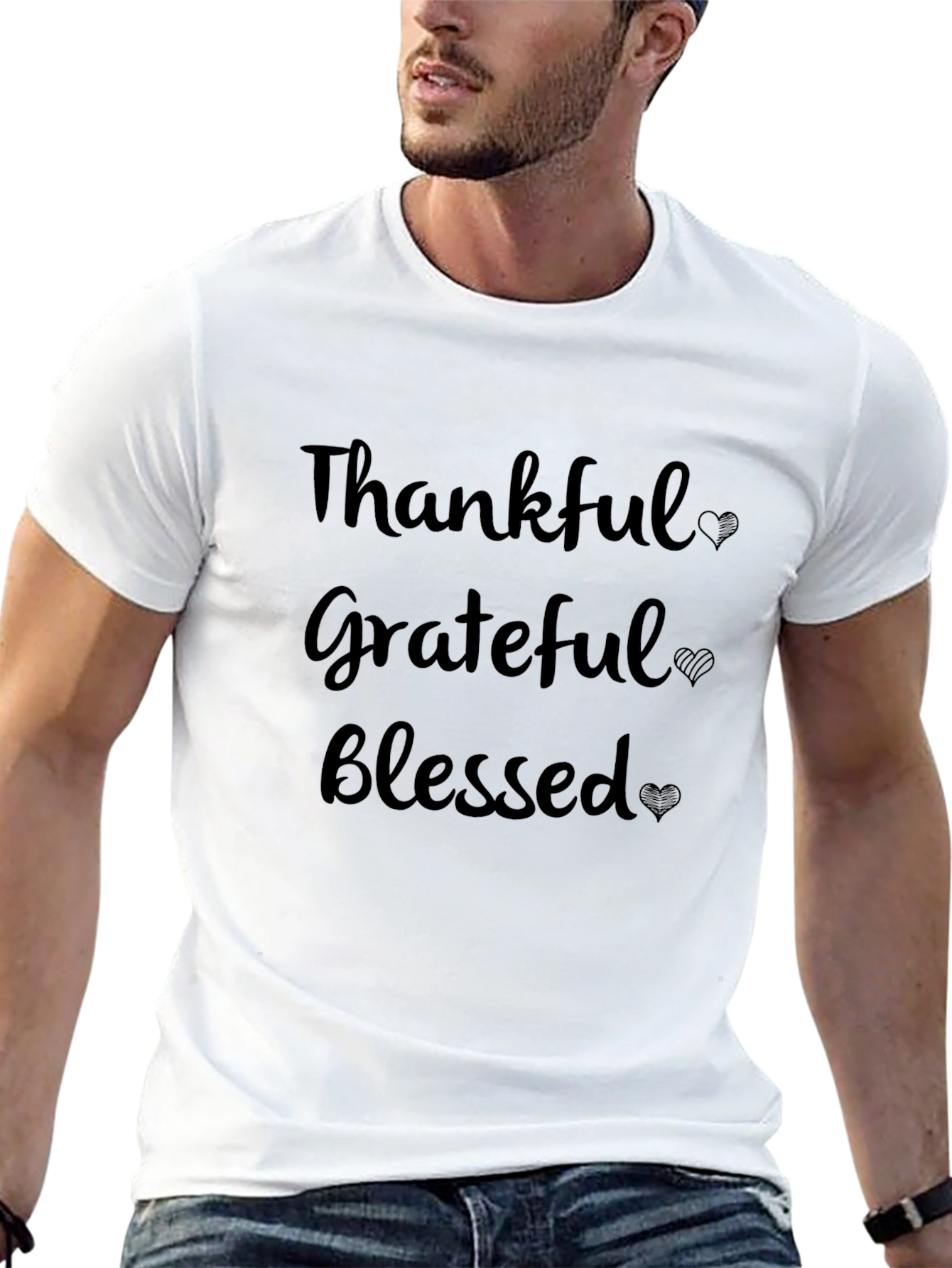 Thankful Grateful Blessed Black T-Shirt