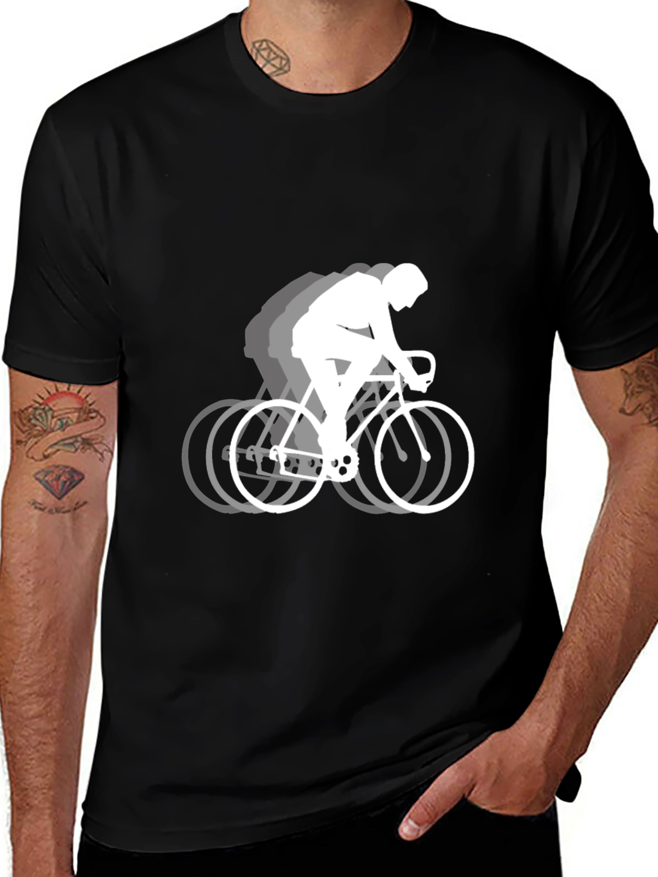 Mens Black Bicyclist Graphic T-Shirt