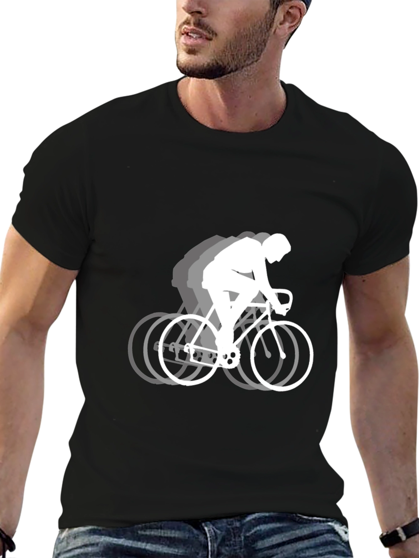 Mens Black Bicyclist Graphic T-Shirt