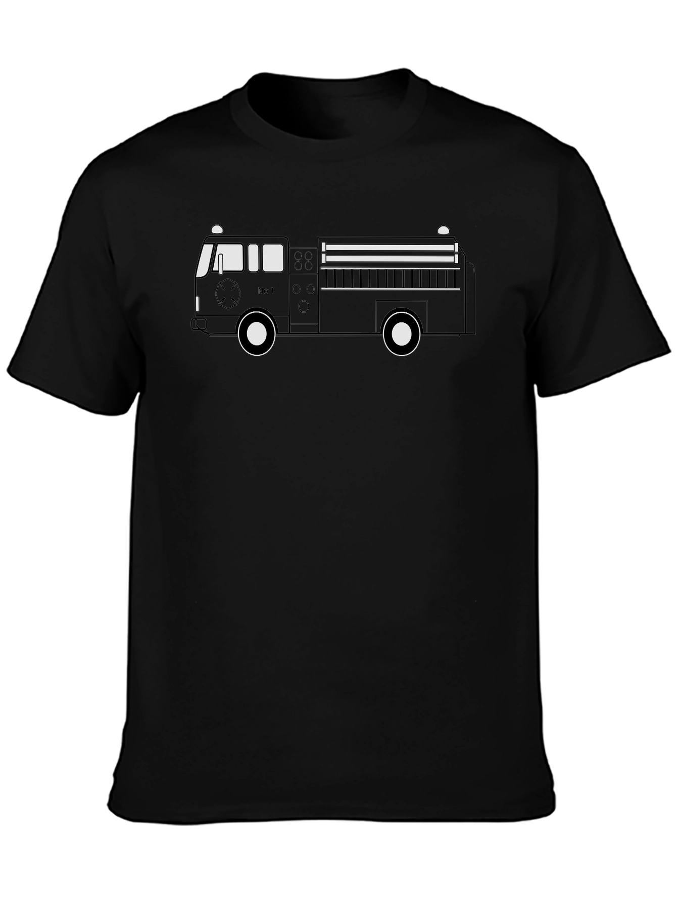 Fire Truck T-Shirt - Black Cotton Tee