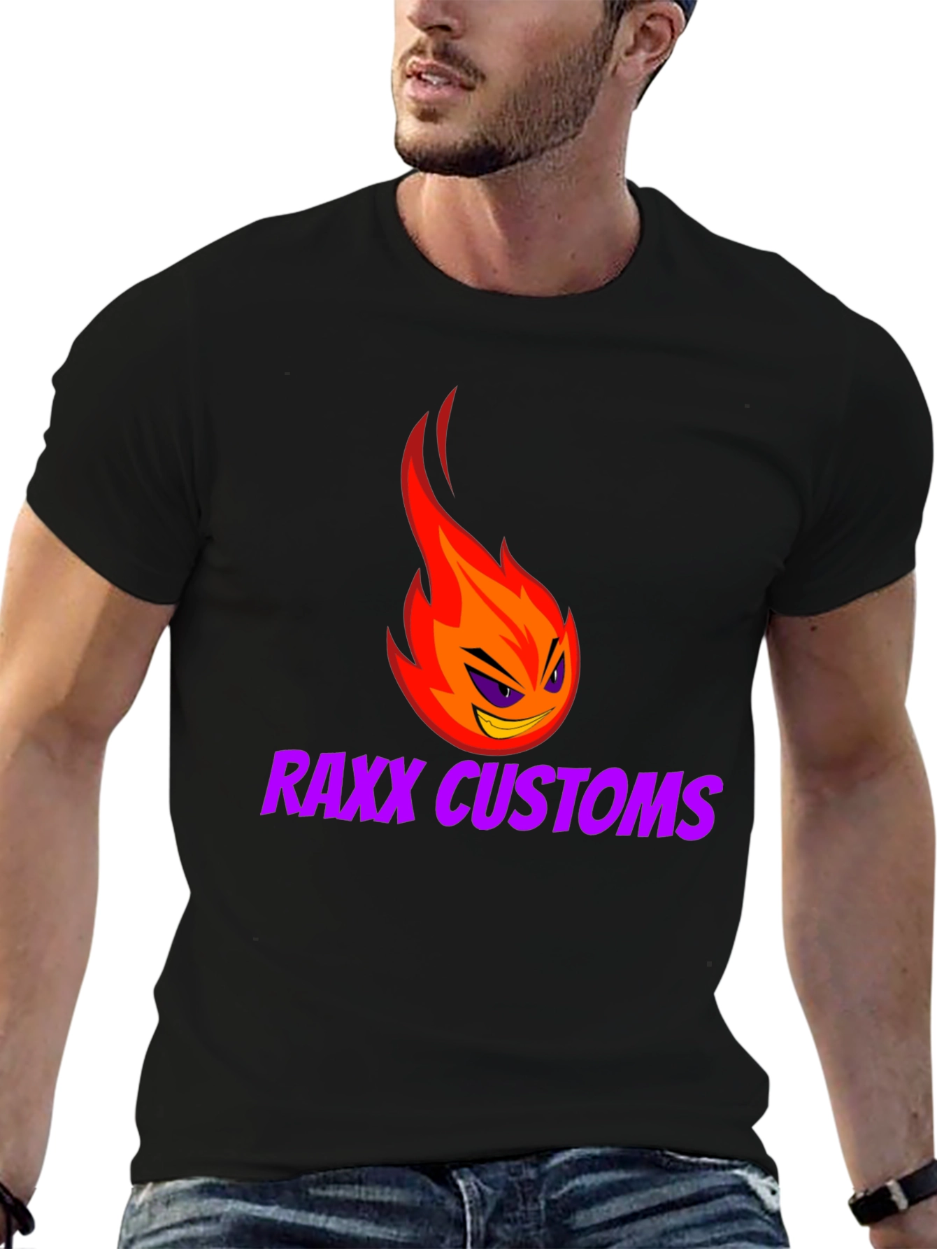 Raxx Customs Graphic Tee - Flame Logo Black T-Shirt