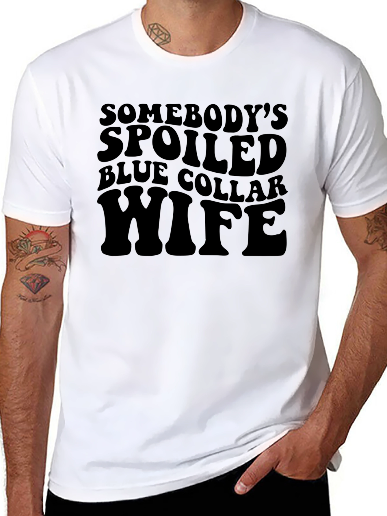 Spoiled Blue Collar Wife Black T-Shirt