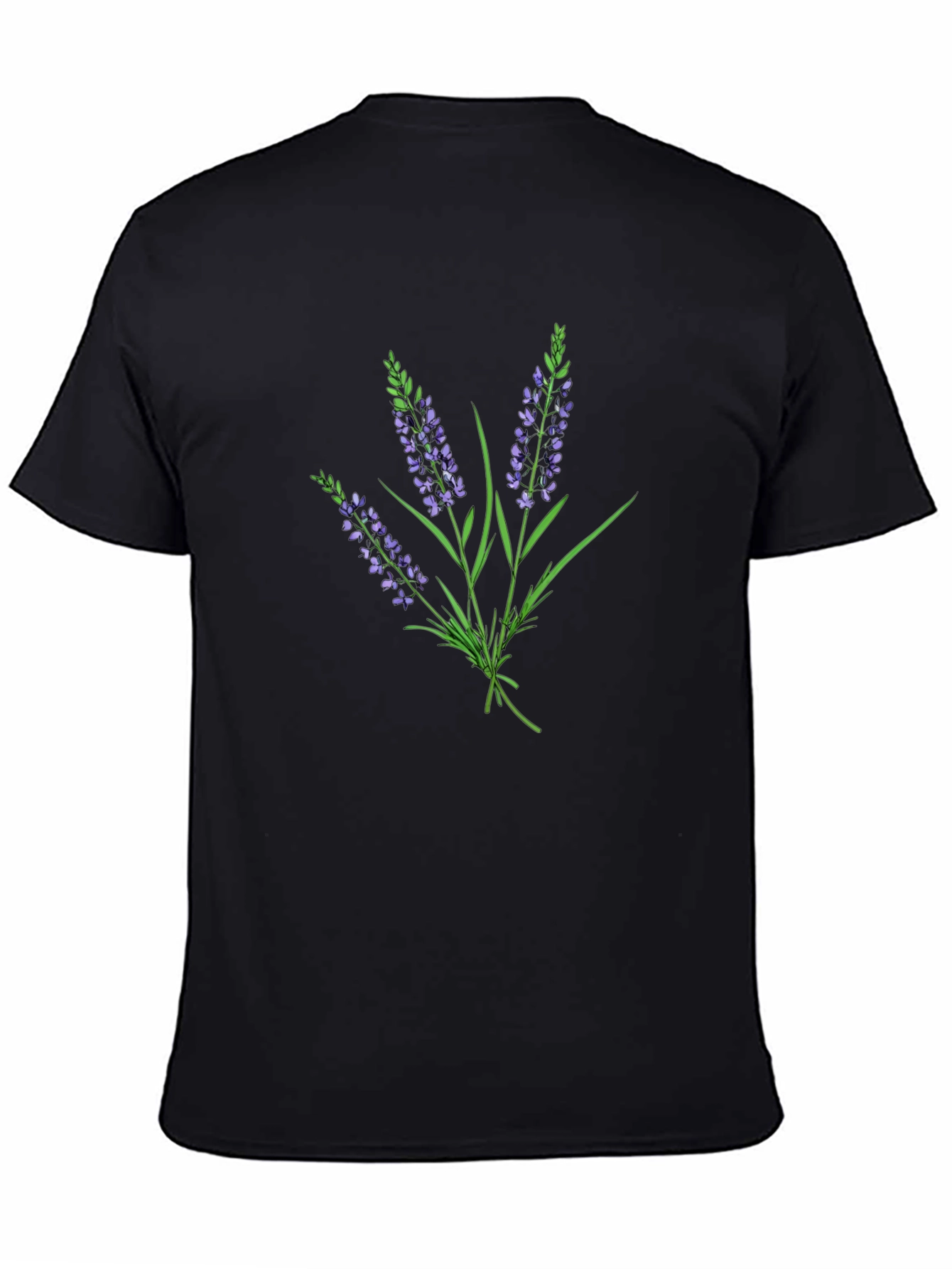 Lavender Bouquet Graphic Black T-Shirt