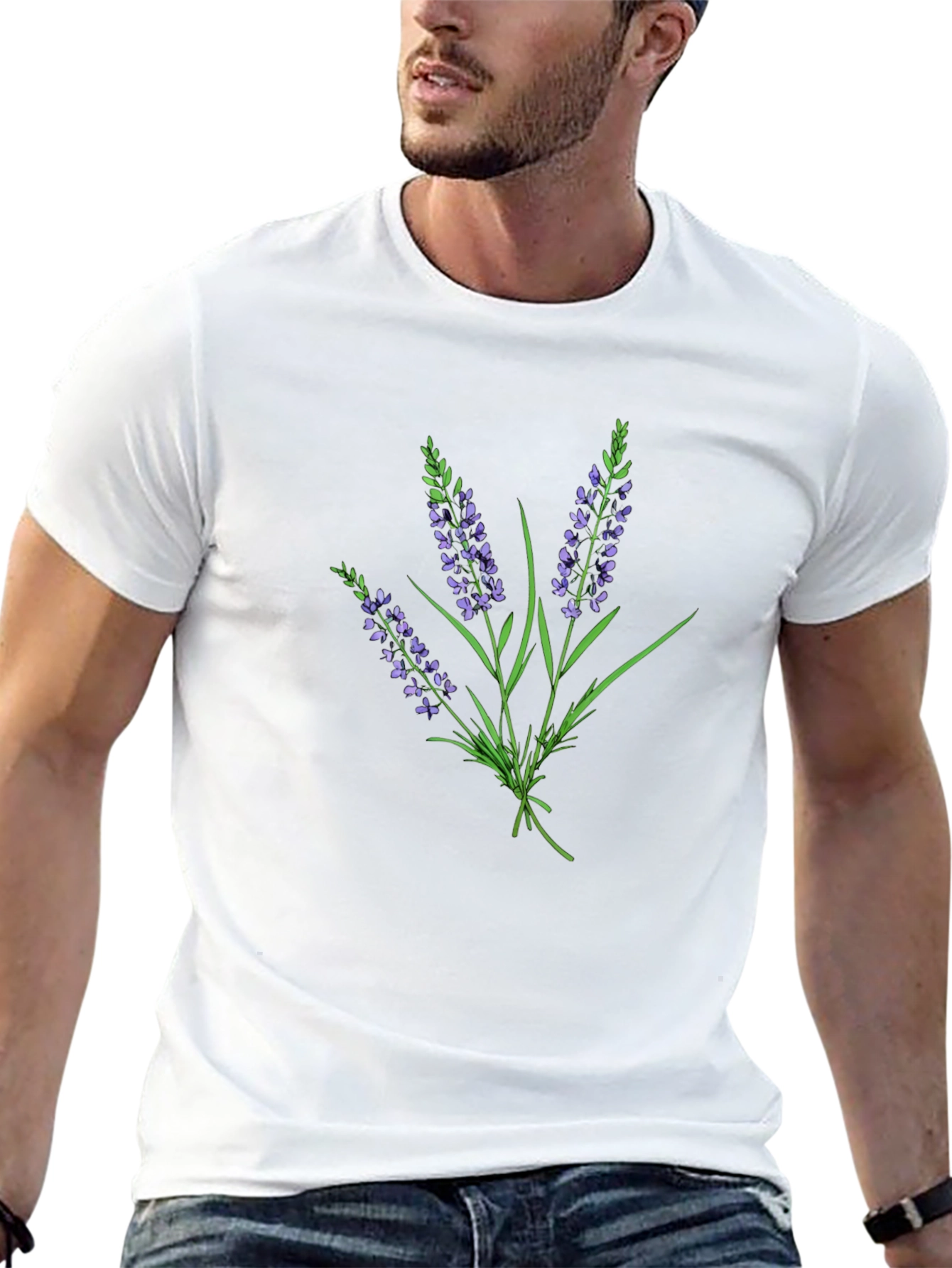 Lavender Bouquet Graphic Black T-Shirt