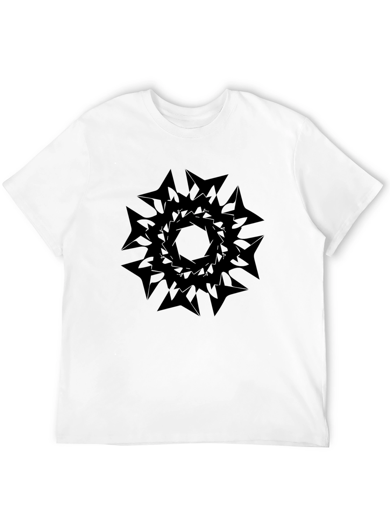 Abstract Geometric Print Black T-Shirt