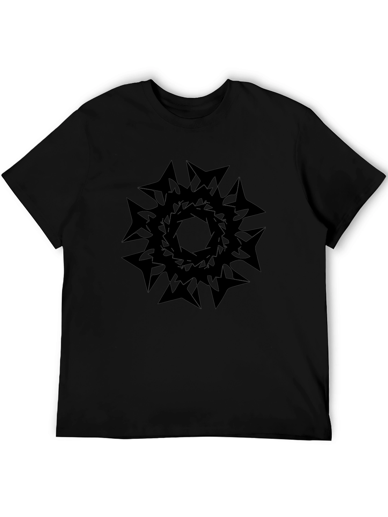 Abstract Geometric Print Black T-Shirt