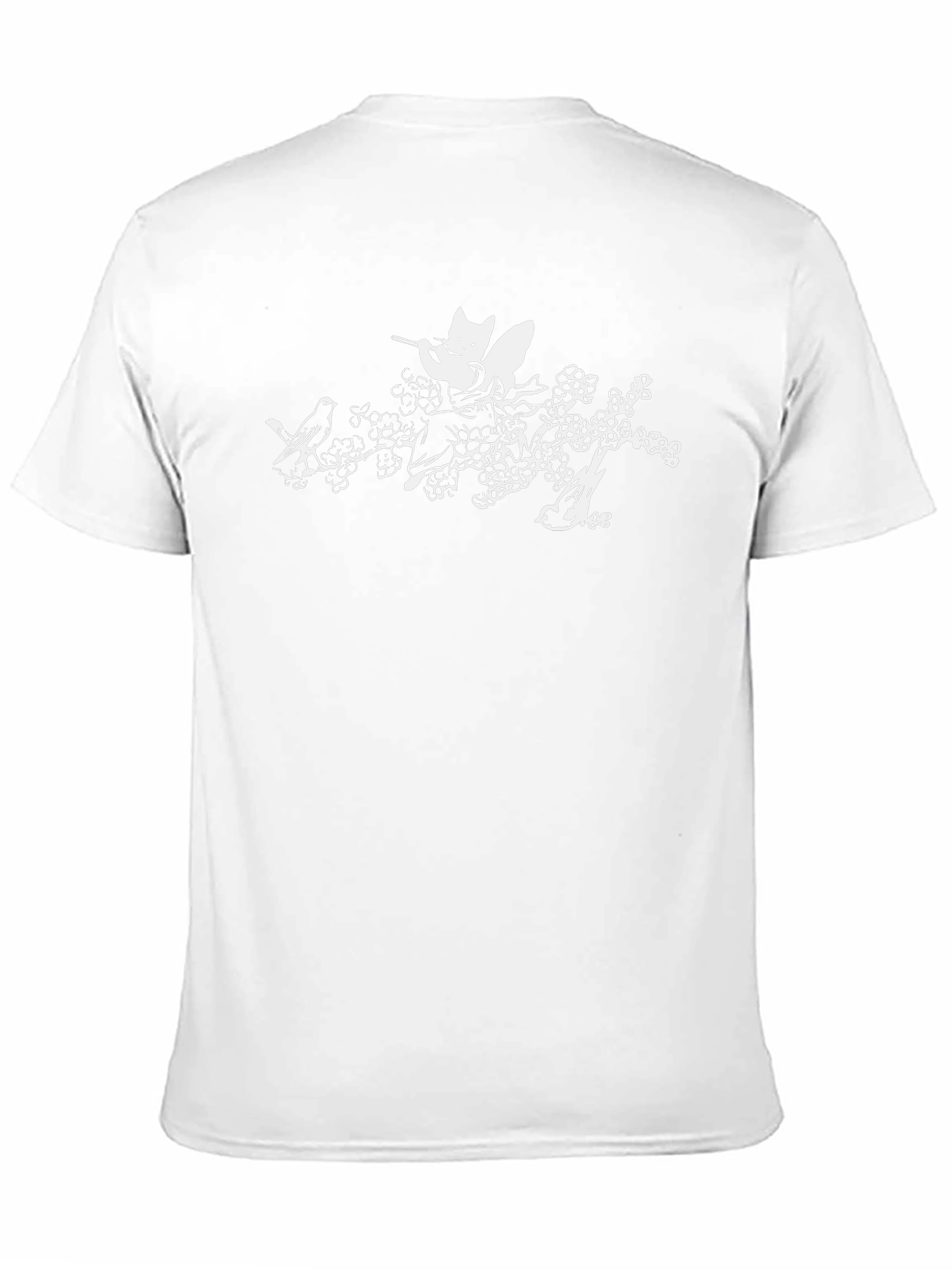 Cat & Birds Tee - Black Graphic T-Shirt