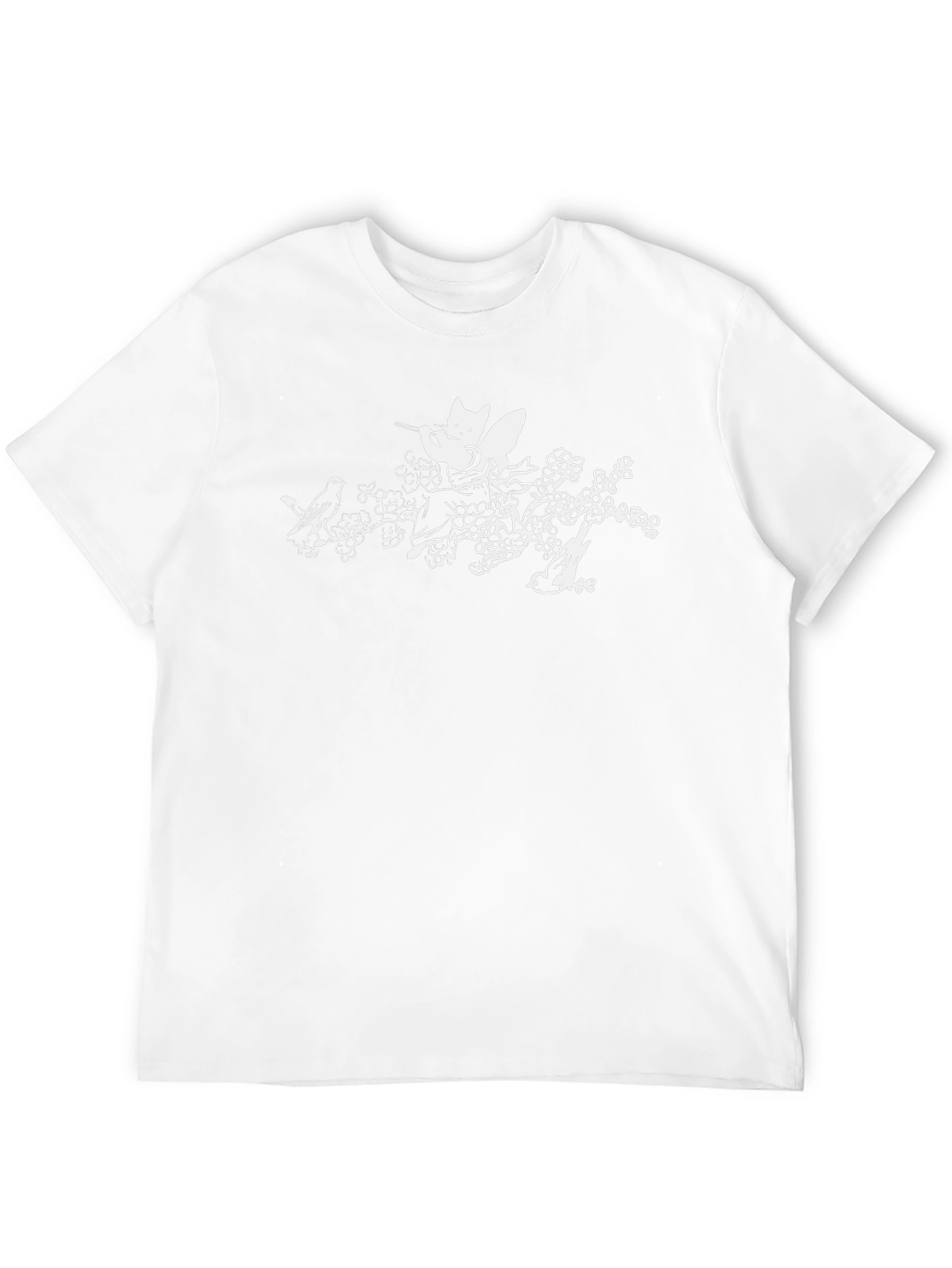 Cat & Birds Tee - Black Graphic T-Shirt